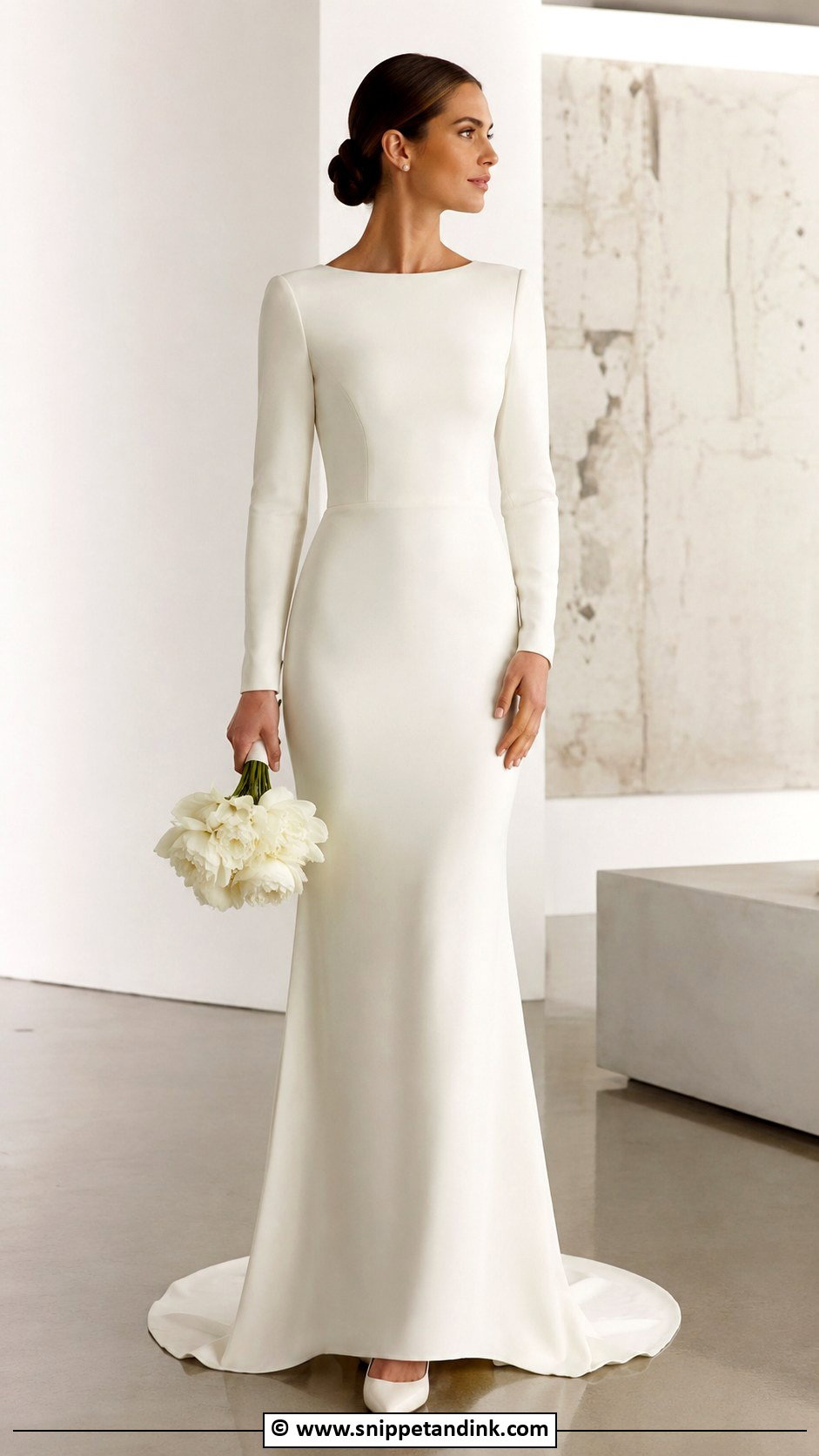 Long Sleeve Minimalist Wedding Dress - Snippet and Ink - 25 Elegant Long Sleeve Wedding Dresses