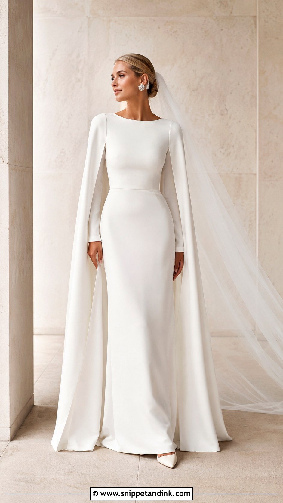 Long Sleeve Minimalist Winter Wedding Dress - Snippet and Ink - 20 Long Sleeve Winter Wedding Dress Ideas