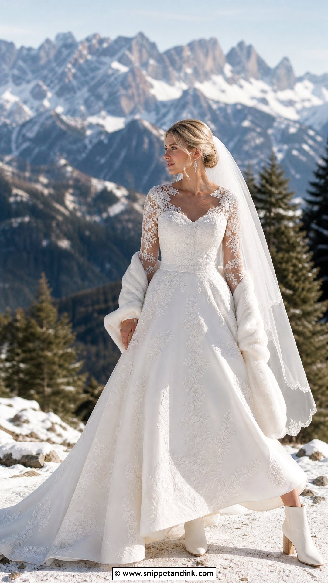 Long Sleeve Mountain Wedding Dress - Snippet and Ink - 20 Outdoorsy Wedding Dress Ideas