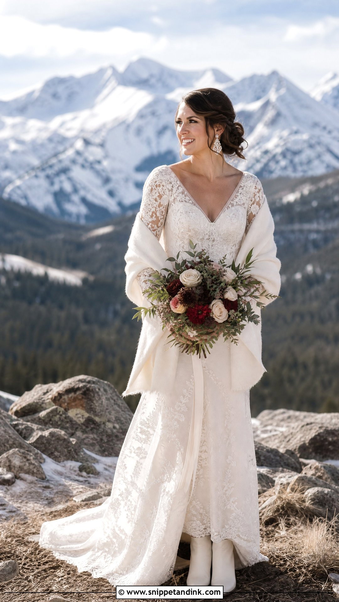 Long Sleeve Mountain Wedding Dress - Snippet and Ink - 20 Outdoor Wedding Dresses