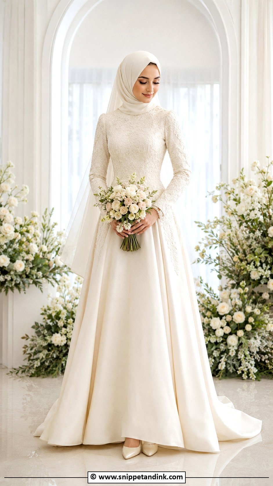 Long Sleeve Muslimah Wedding Dress - Snippet and Ink - 30 Muslimah Wedding Dress Ideas