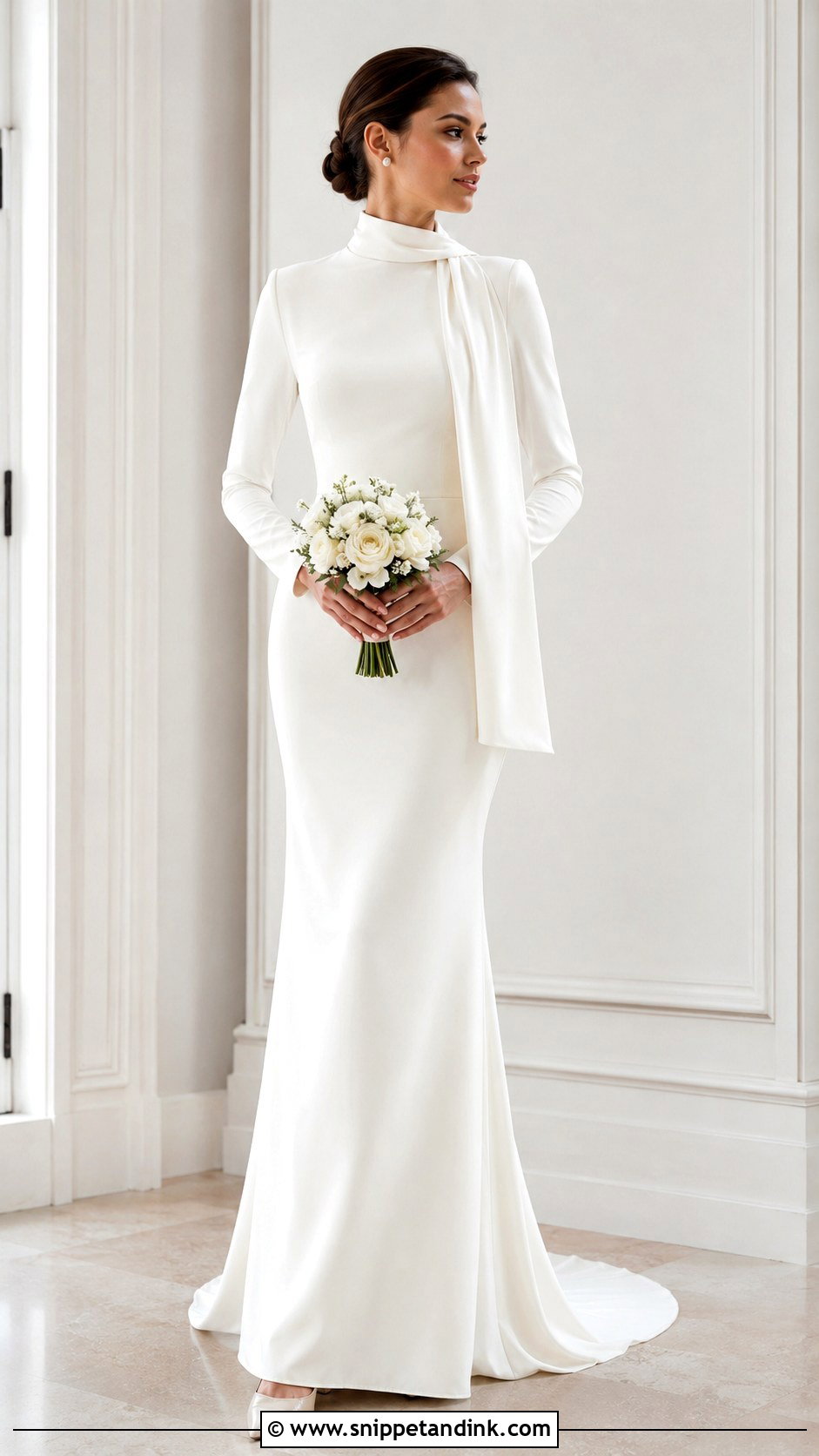 Long Sleeve Neck Scarf Wedding Dress - Snippet and Ink - 20 Neck Scarf Wedding Dresses