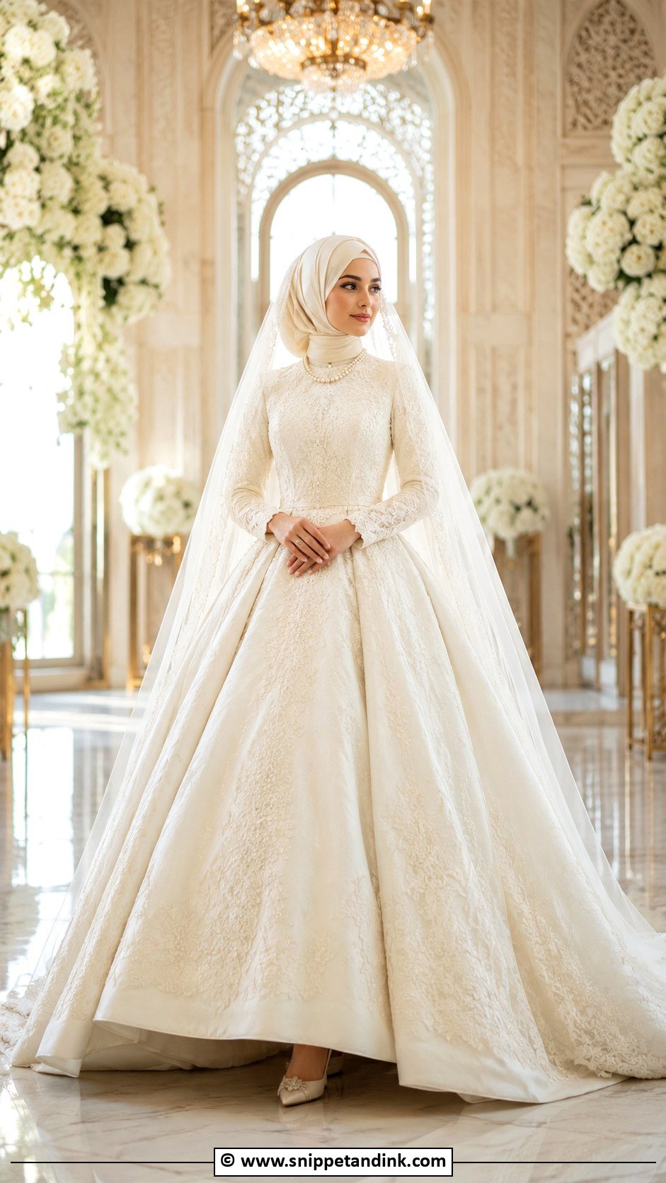 Long Sleeve Nikah Ball Gown - Snippet and Ink - 35 Nikah Dress Ideas