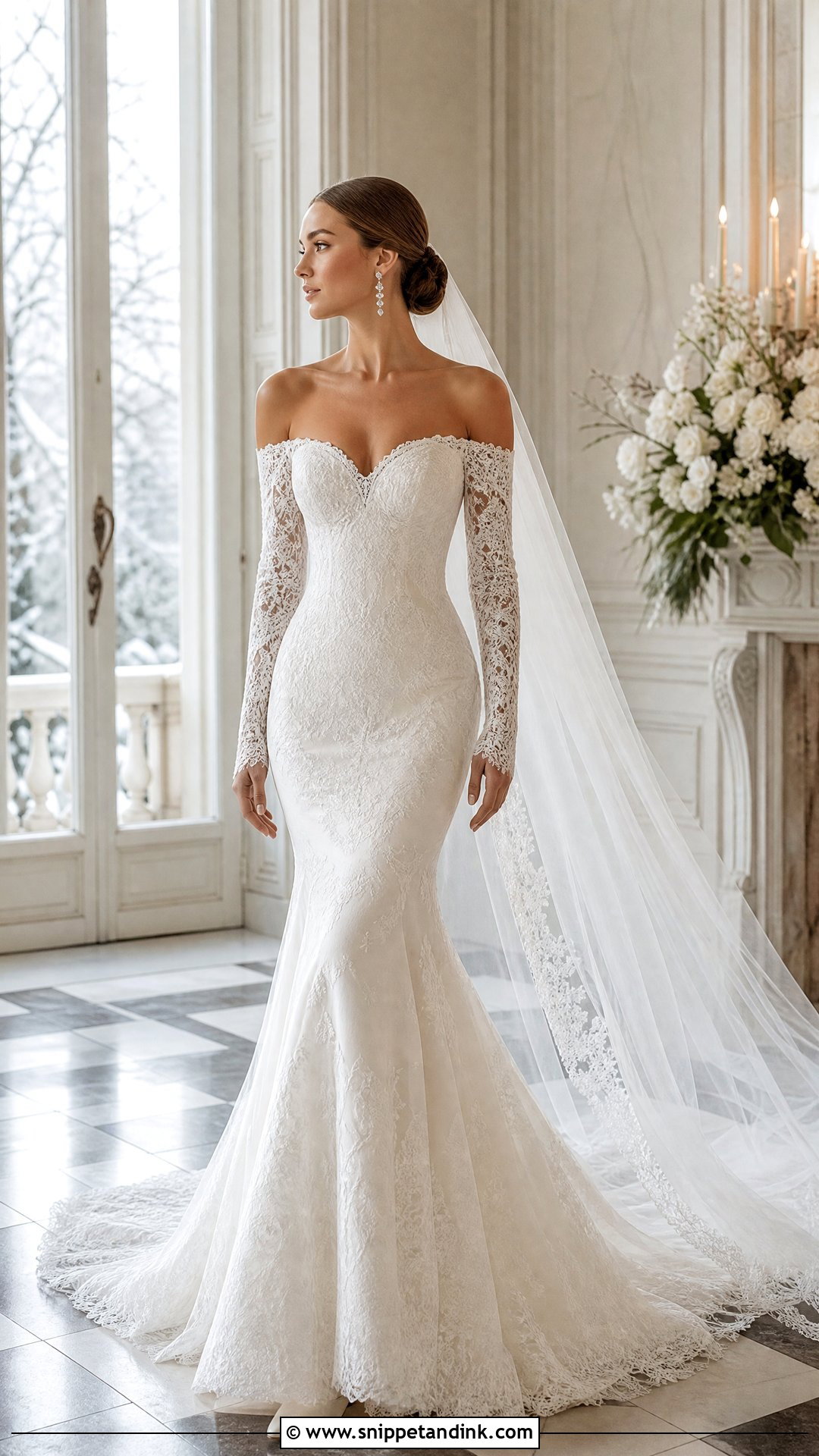 Long Sleeve Off Shoulder Mermaid Wedding Dress - Snippet and Ink - 20 Off Shoulder Mermaid Wedding Dress Ideas