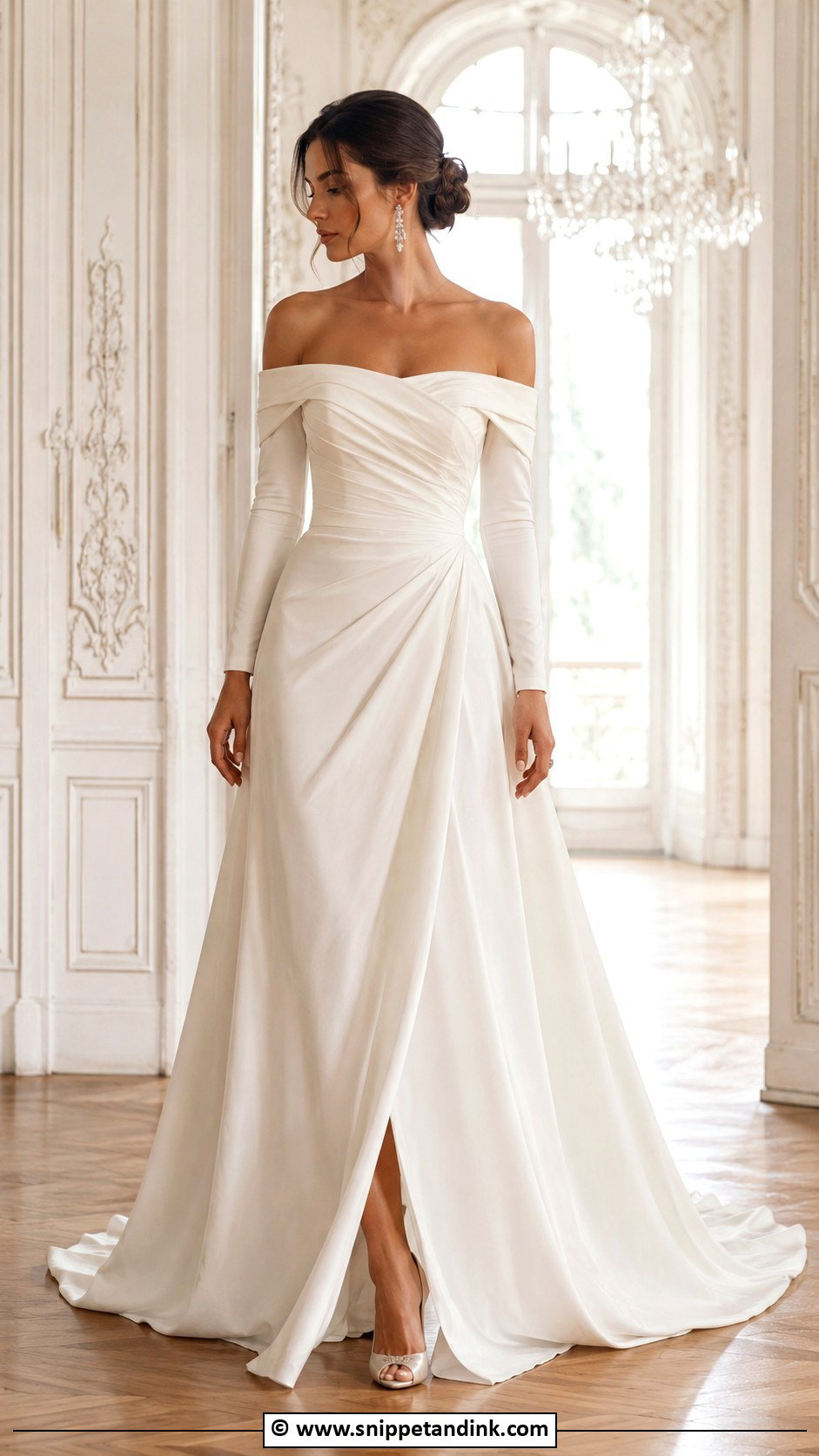 Long Sleeve Off Shoulder Wedding Dress - Snippet and Ink - 25 Elegant Long Sleeve Wedding Dresses