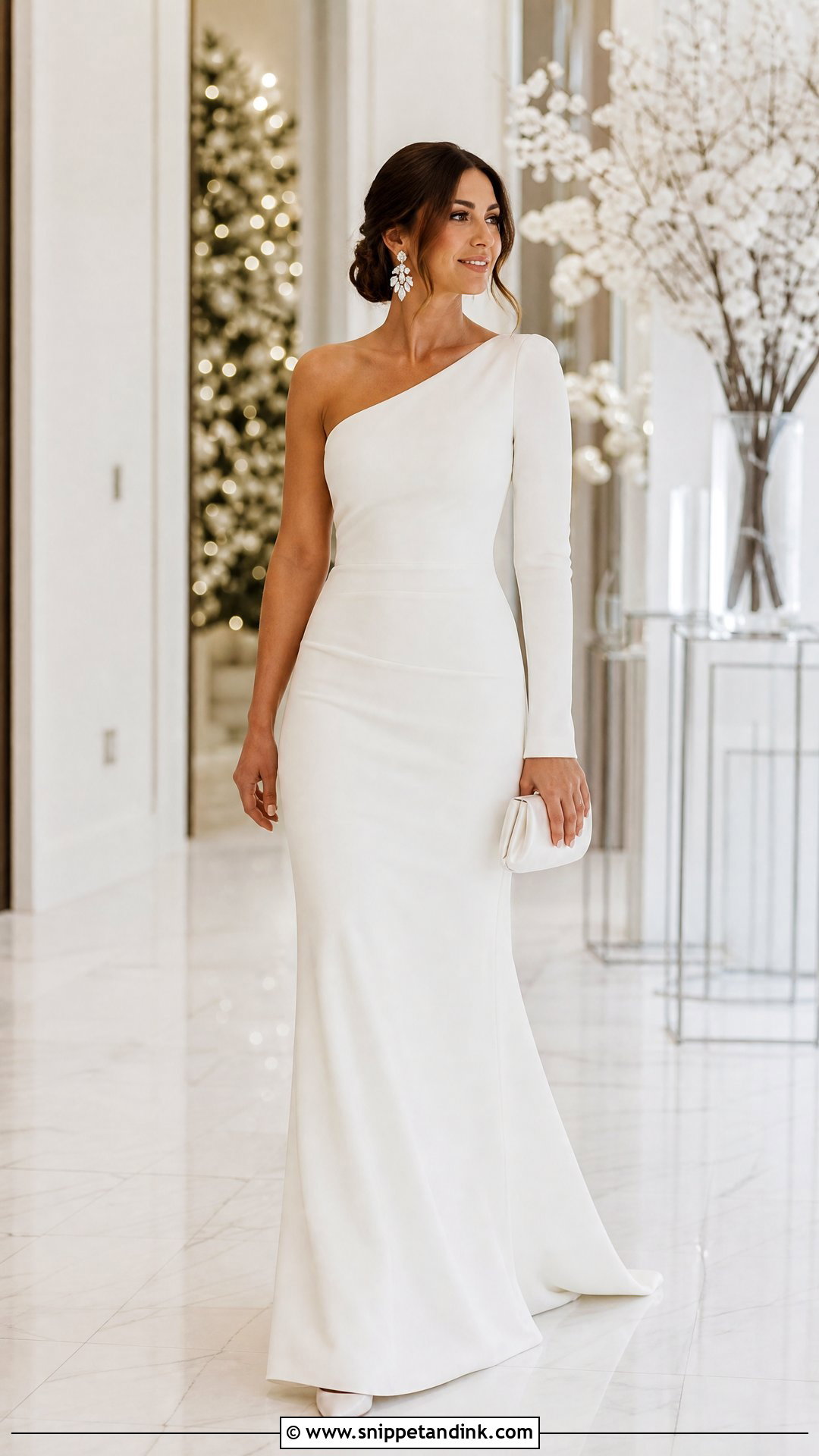 Long Sleeve One Shoulder Wedding Dress - Snippet and Ink - 20 One Shoulder Wedding Dresses