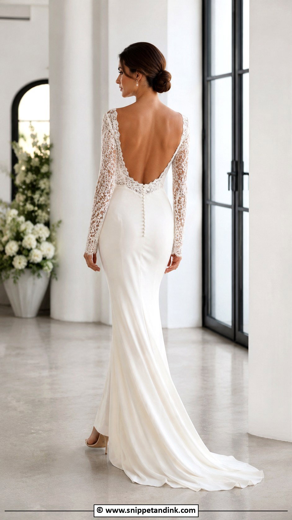 Long Sleeve Open Back Wedding Dress - Snippet and Ink - 30 Wedding Dresses Long Sleeve