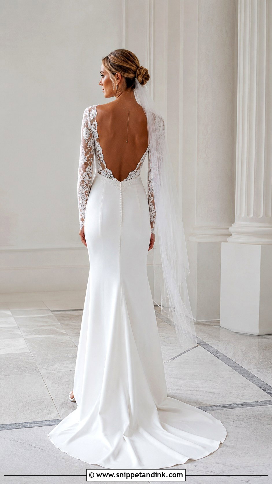 Long Sleeve Open Back Wedding Dress - Snippet and Ink - 30 Sleeve Wedding Dress Ideas