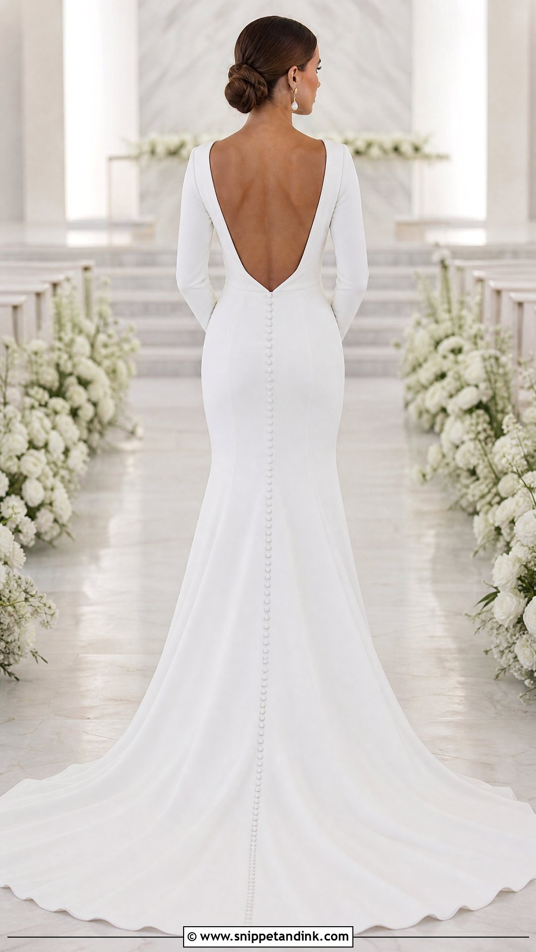 Long Sleeve Open Back Wedding Dress - Snippet and Ink - 25 Wedding Dress Back Ideas