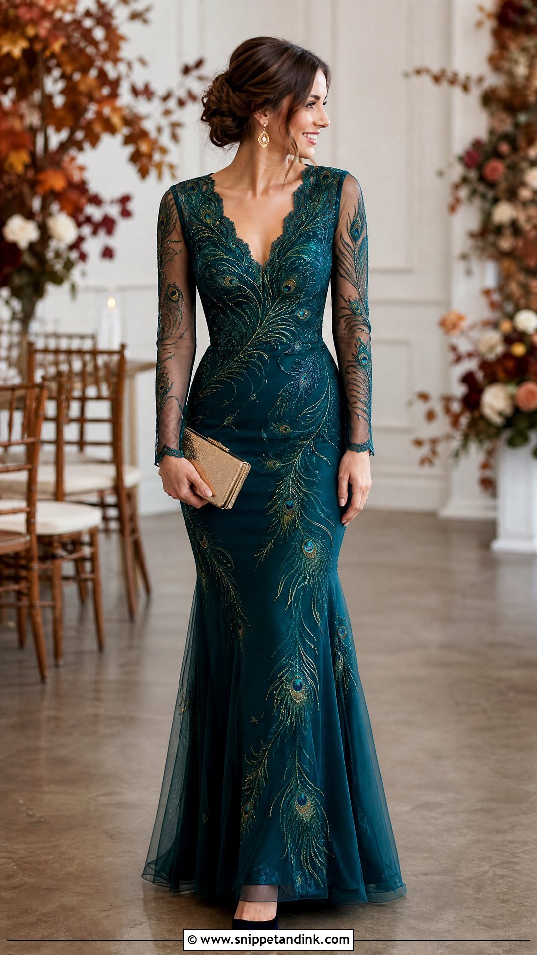 Long Sleeve Peacock Wedding Dress - Snippet and Ink - 20 Peacock Wedding Dresses