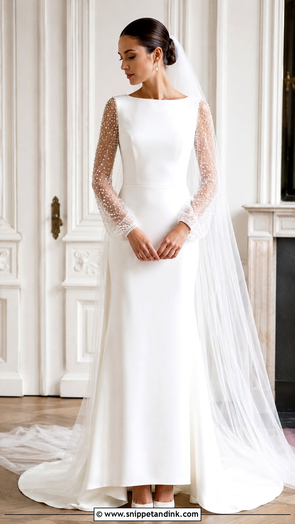 Long Sleeve Pearl Wedding Dress - Snippet and Ink - 30 Sleeve Wedding Dress Ideas