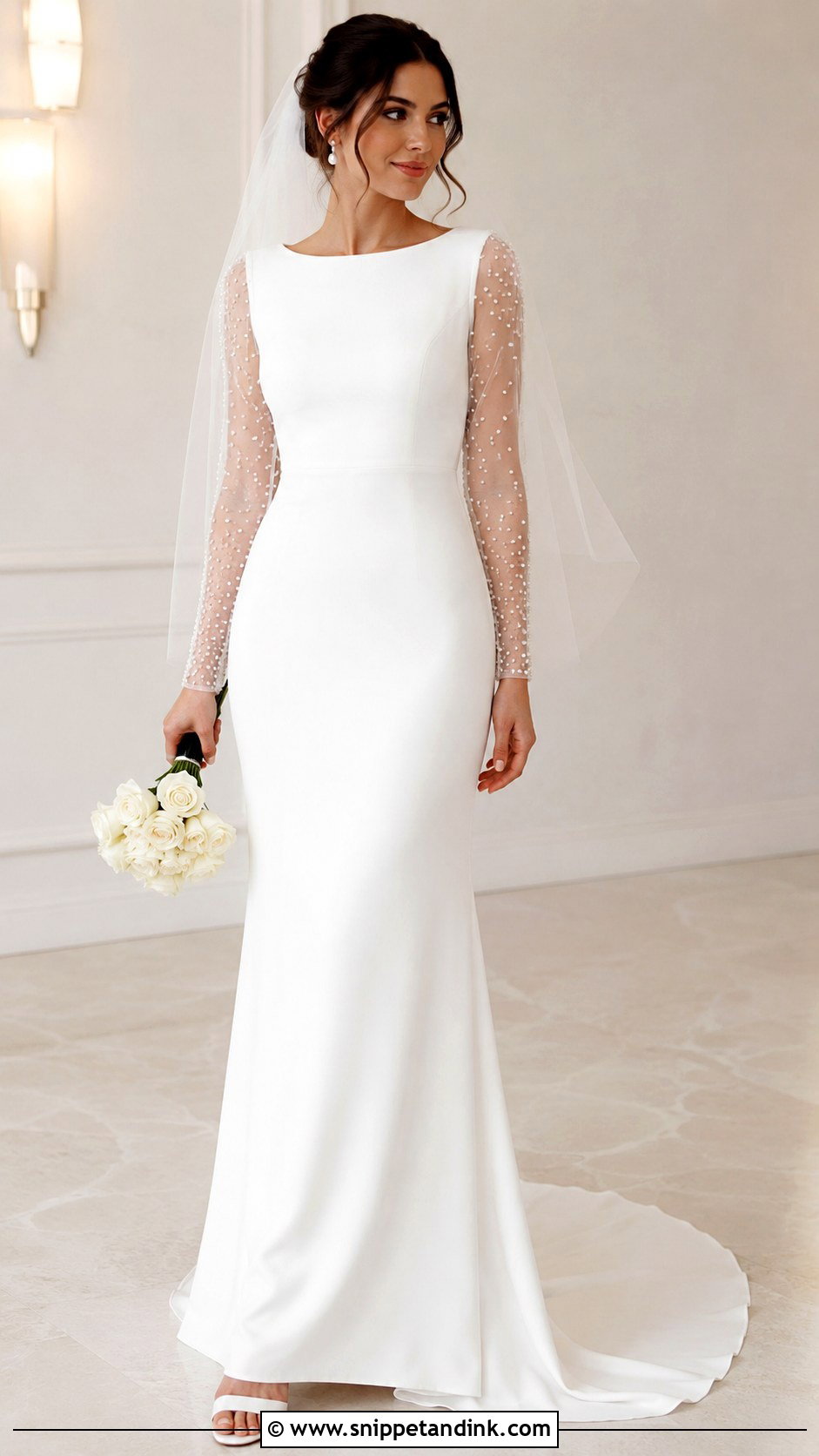 Long Sleeve Pearl Wedding Dress - Snippet and Ink - 35 Long Sleeve Wedding Dress Ideas