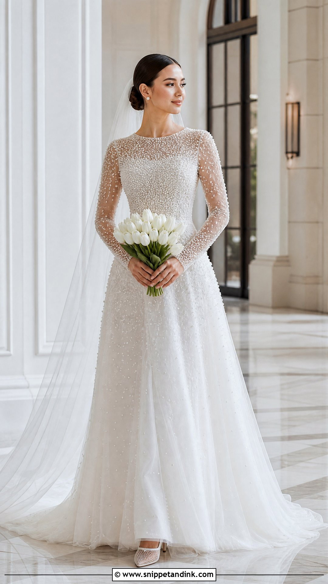 Long Sleeve Pearl Wedding Gown - Snippet and Ink - 25 Long Sleeve Wedding Gowns