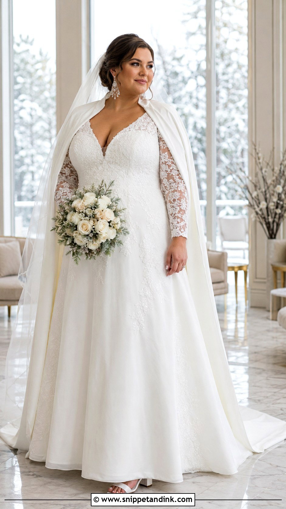 Long Sleeve Plus Size Winter Wedding Dress - Snippet and Ink - 20 Long Sleeve Winter Wedding Dress Ideas