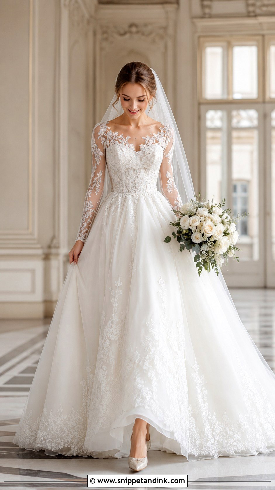 Long Sleeve Princess Ballgown Wedding Dress - Snippet and Ink - 25 Princess Ballgown Wedding Dresses
