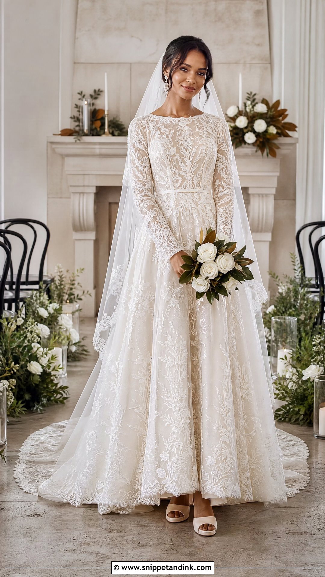Long Sleeve Princess Tiana Lace Dress - Snippet and Ink - 20 Princess Tiana Wedding Dress Ideas