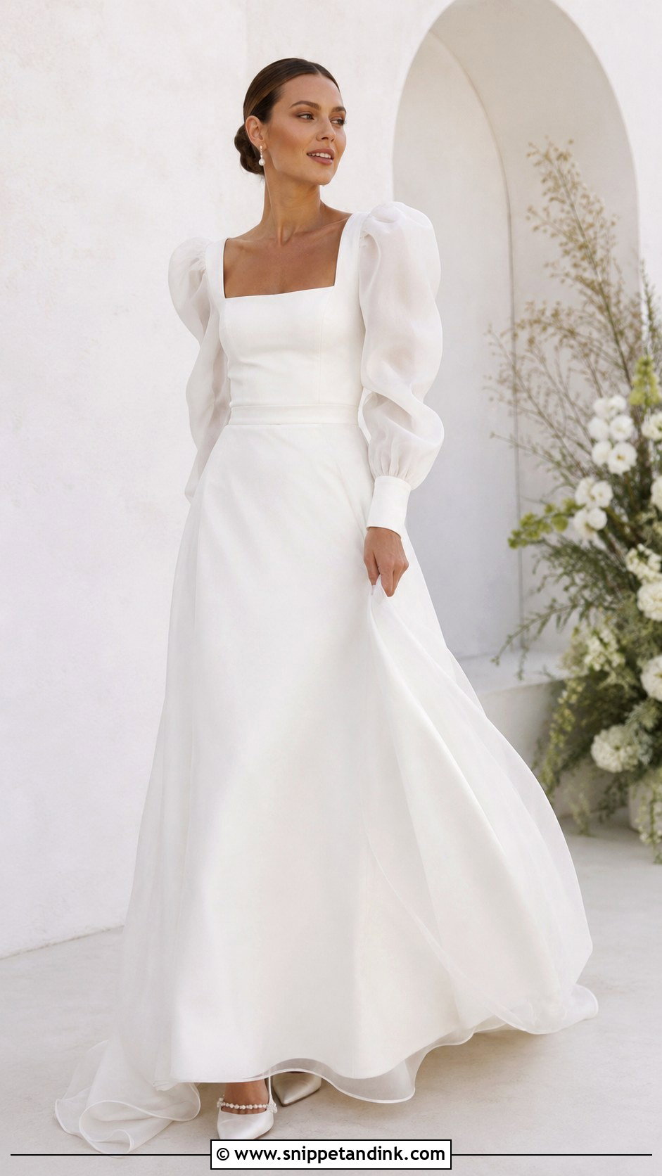 Long Sleeve Puff Sleeve Wedding Dress - Snippet and Ink - 35 Long Sleeve Wedding Dress Ideas