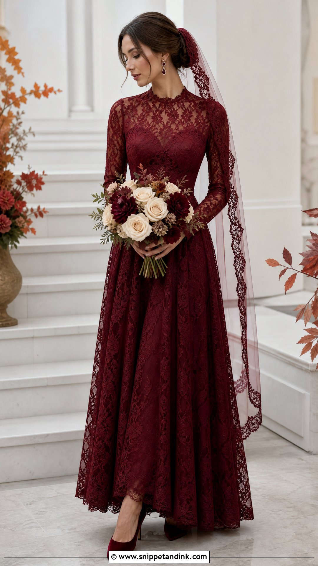 Long Sleeve Red Lace Wedding Dress - Snippet and Ink - 20 Red Lace Wedding Dress Ideas