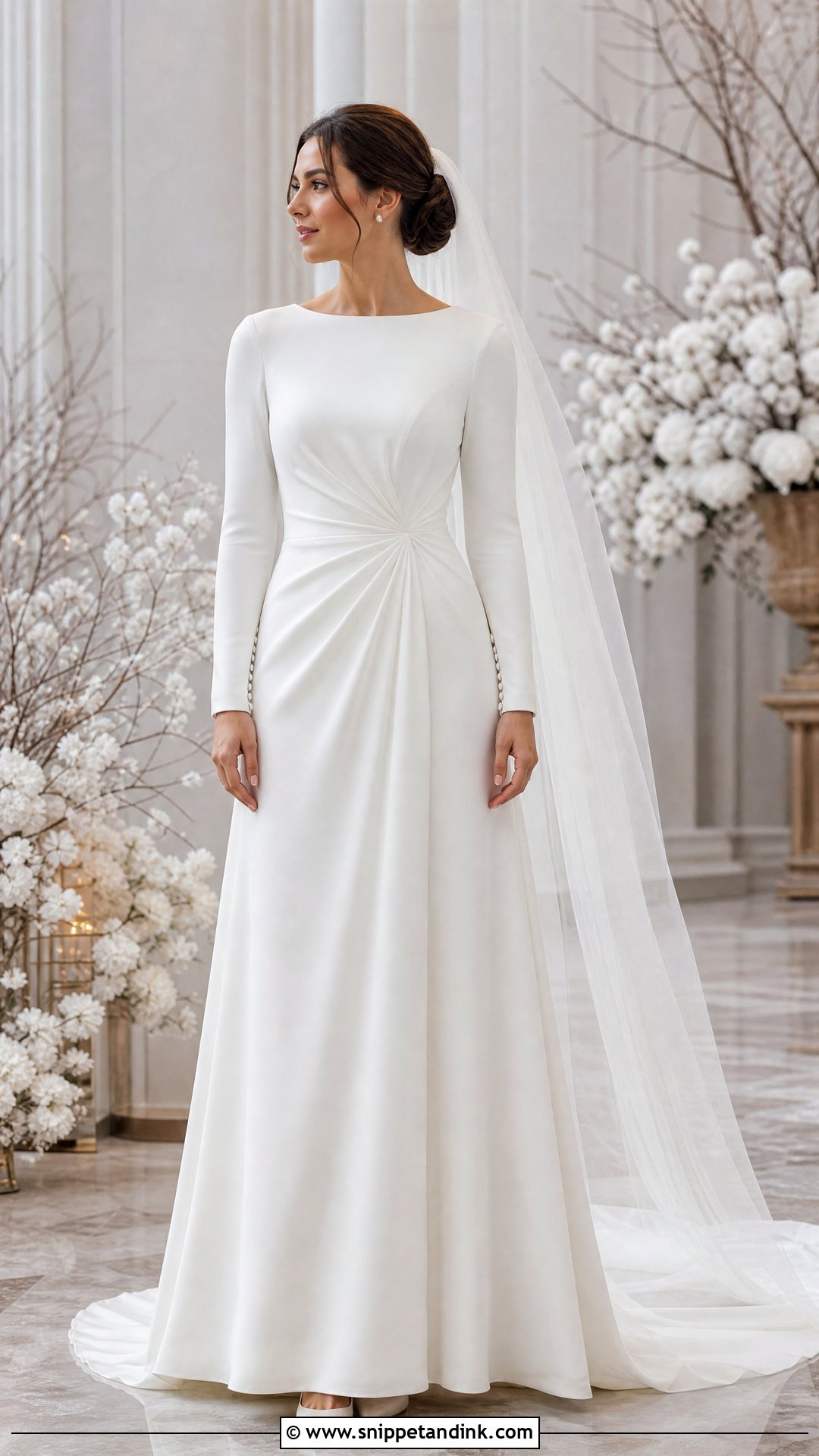 Long Sleeve Ruched Wedding Dress - Snippet and Ink - 25 Ruched Wedding Dress Ideas