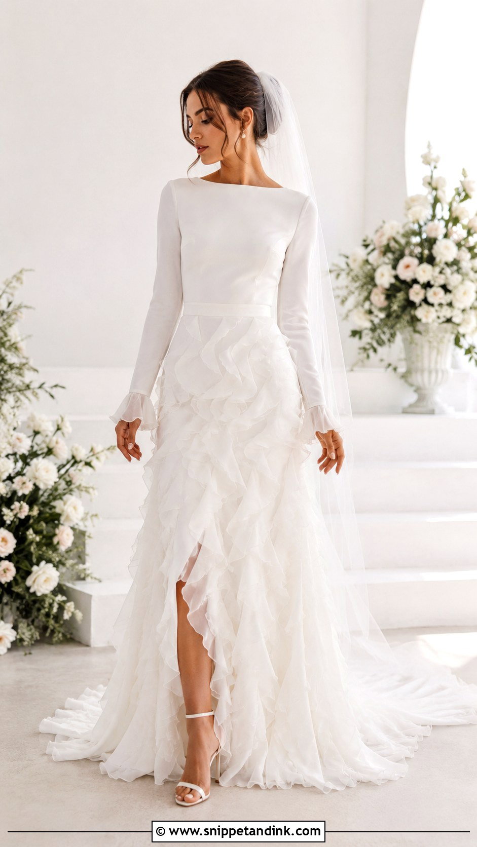 Long Sleeve Ruffle Wedding Dress - Snippet and Ink - 35 Long Sleeve Wedding Dress Ideas