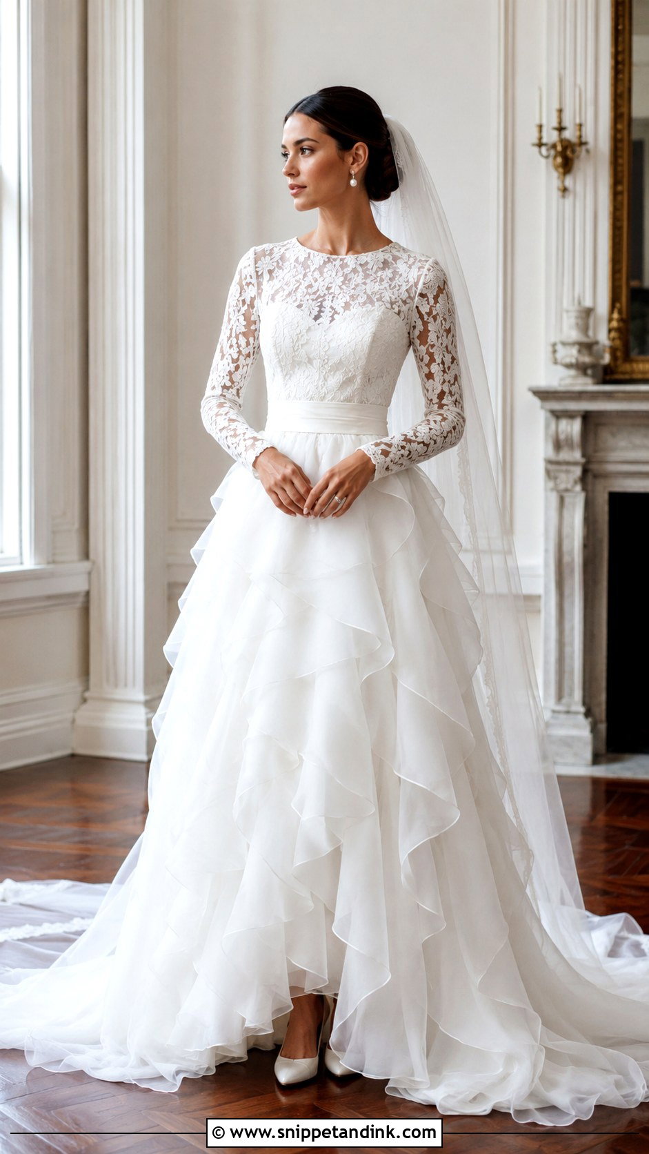Long Sleeve Ruffled Wedding Dress - Snippet and Ink - 20 Ruffled Wedding Dress Ideas