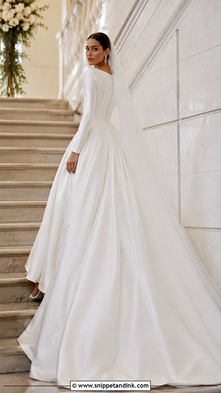 Long Sleeve Satin Ball Gown Bridal Dress - Snippet and Ink - 20 Long Sleeve Bridal Dresses