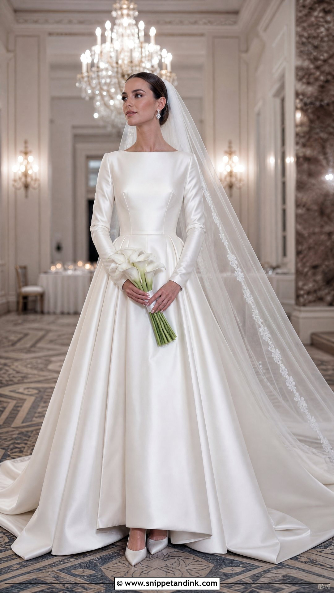 Long Sleeve Satin Ball Gown Wedding Dress - Snippet and Ink - 25 Long Sleeve Wedding Gowns