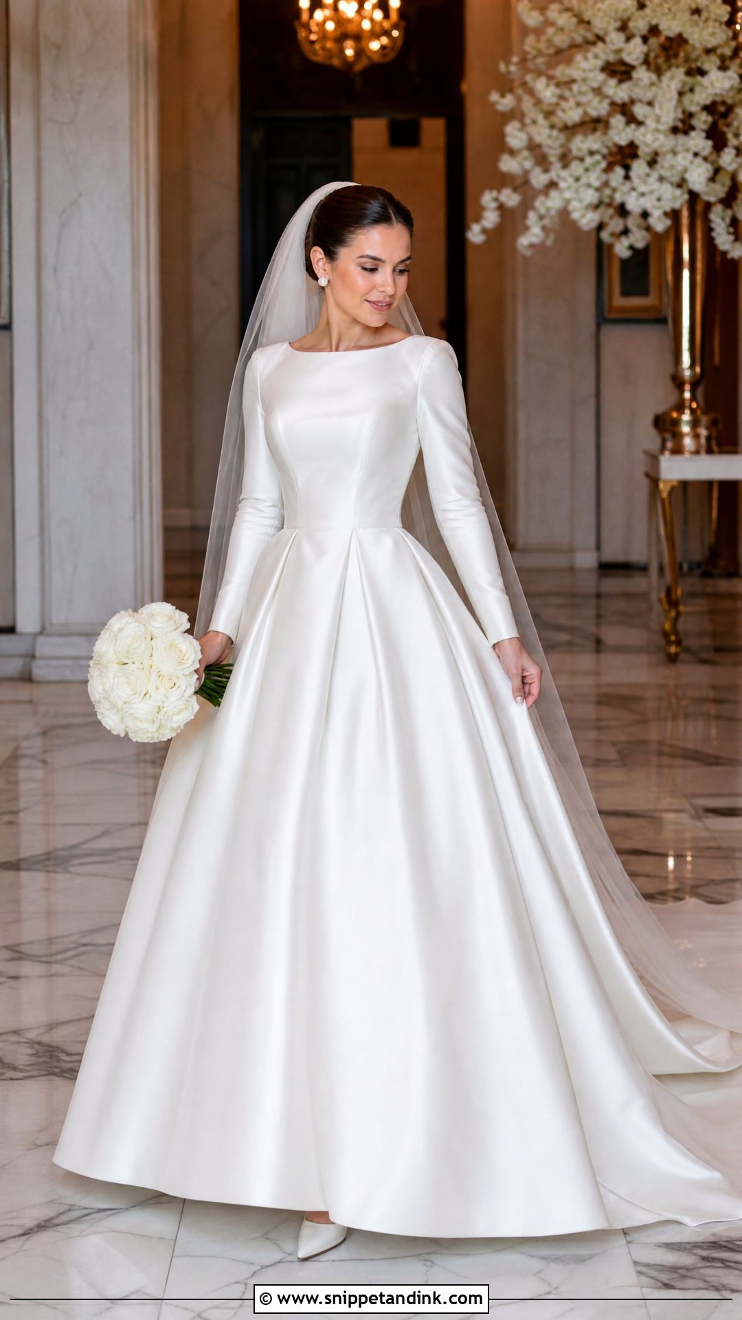 Long Sleeve Satin Ball Gown Wedding Dress - Snippet and Ink - 25 Satin Ball Gown Wedding Dress Ideas