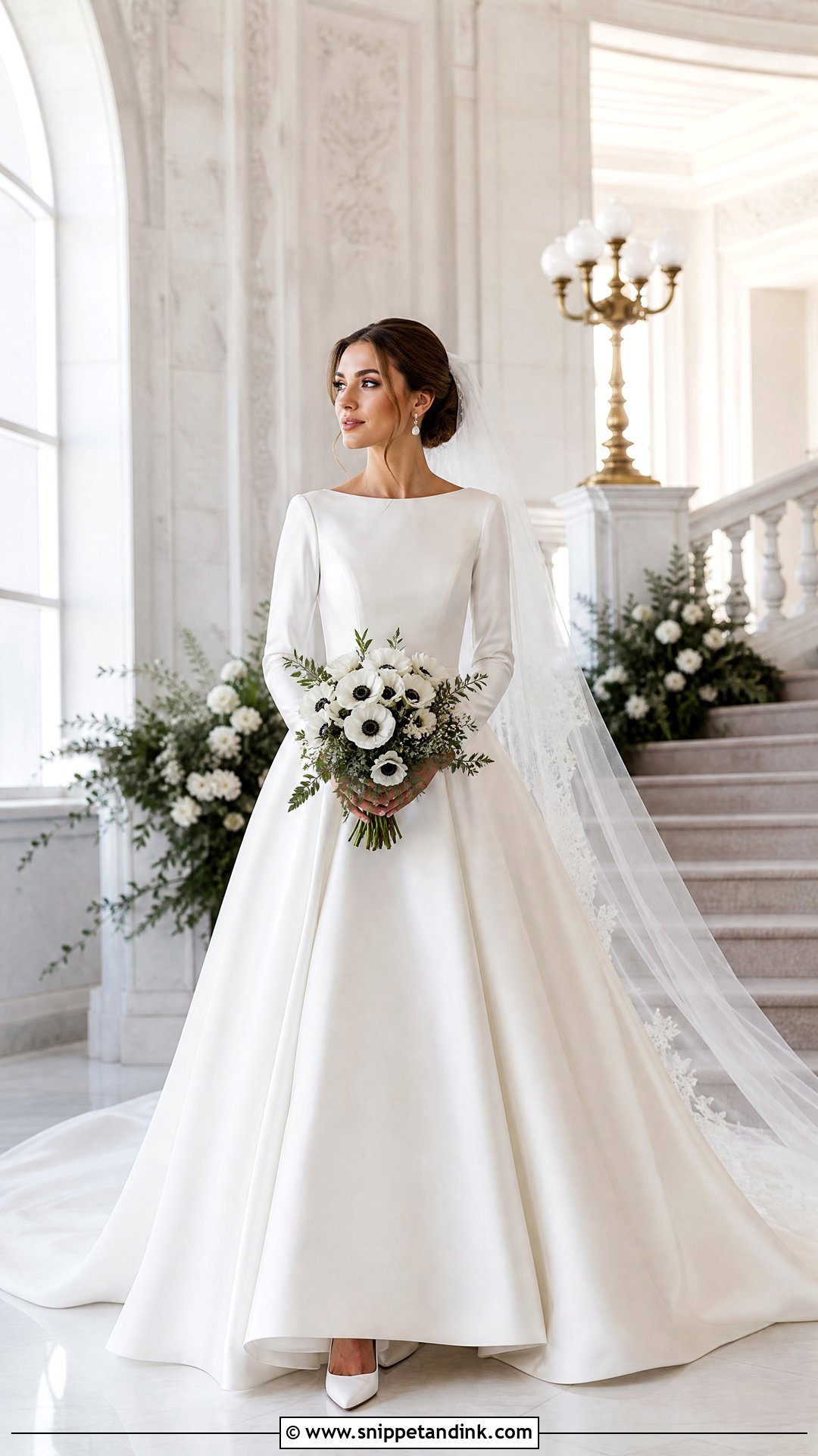 Long Sleeve Satin Ballgown Wedding Dress - Snippet and Ink - 25 Satin Ballgown Wedding Dress Ideas