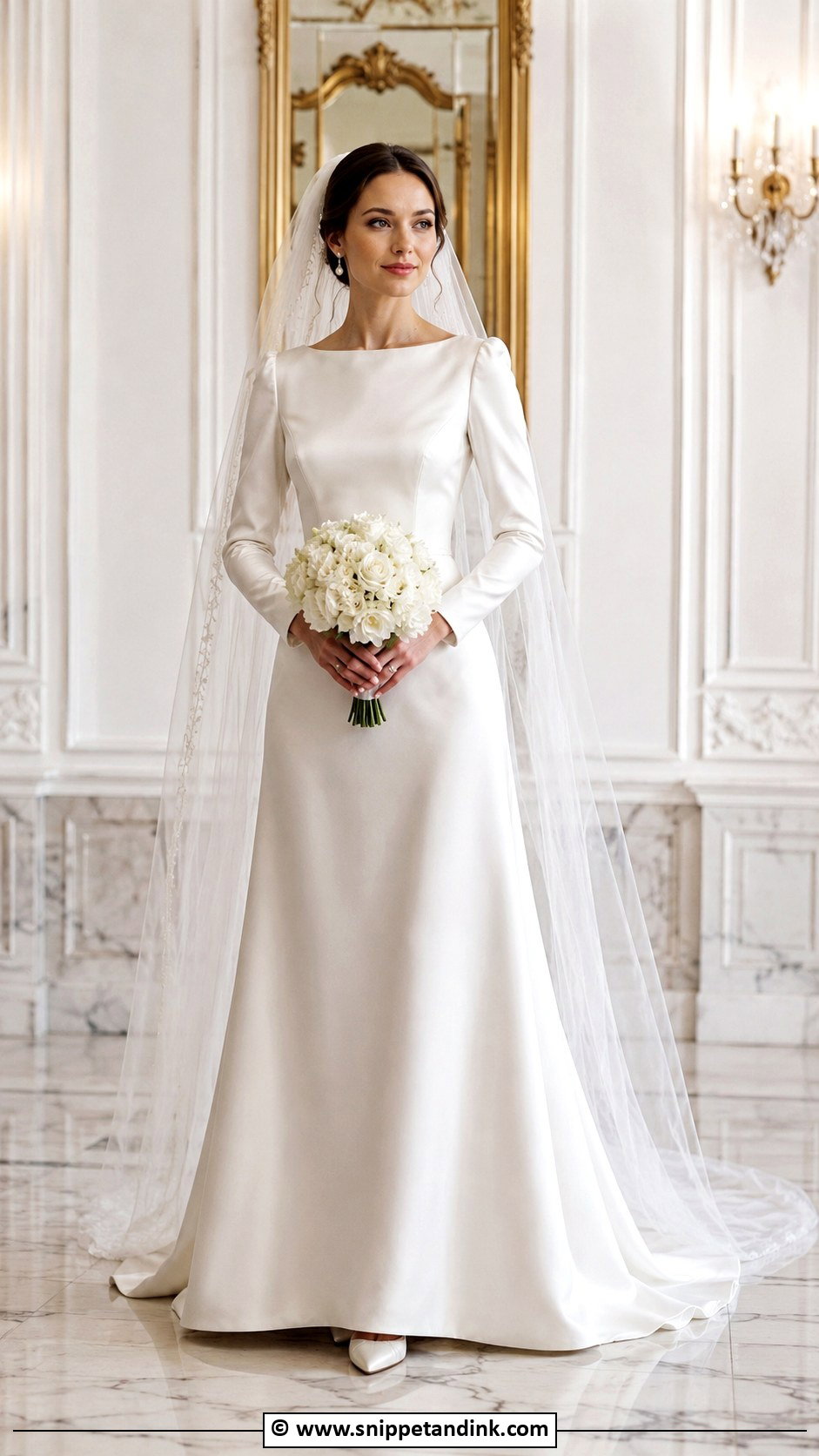 Long Sleeve Satin Bride Gown - Snippet and Ink - 30 Bride Gown Ideas