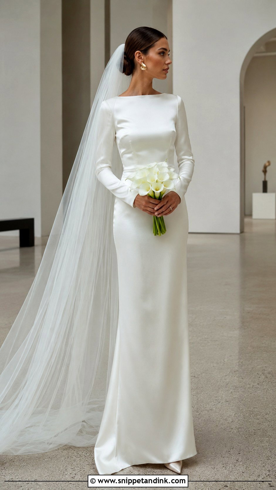 Long Sleeve Satin Column Wedding Dress - Snippet and Ink - 25 Long Sleeve Satin Wedding Dress Ideas