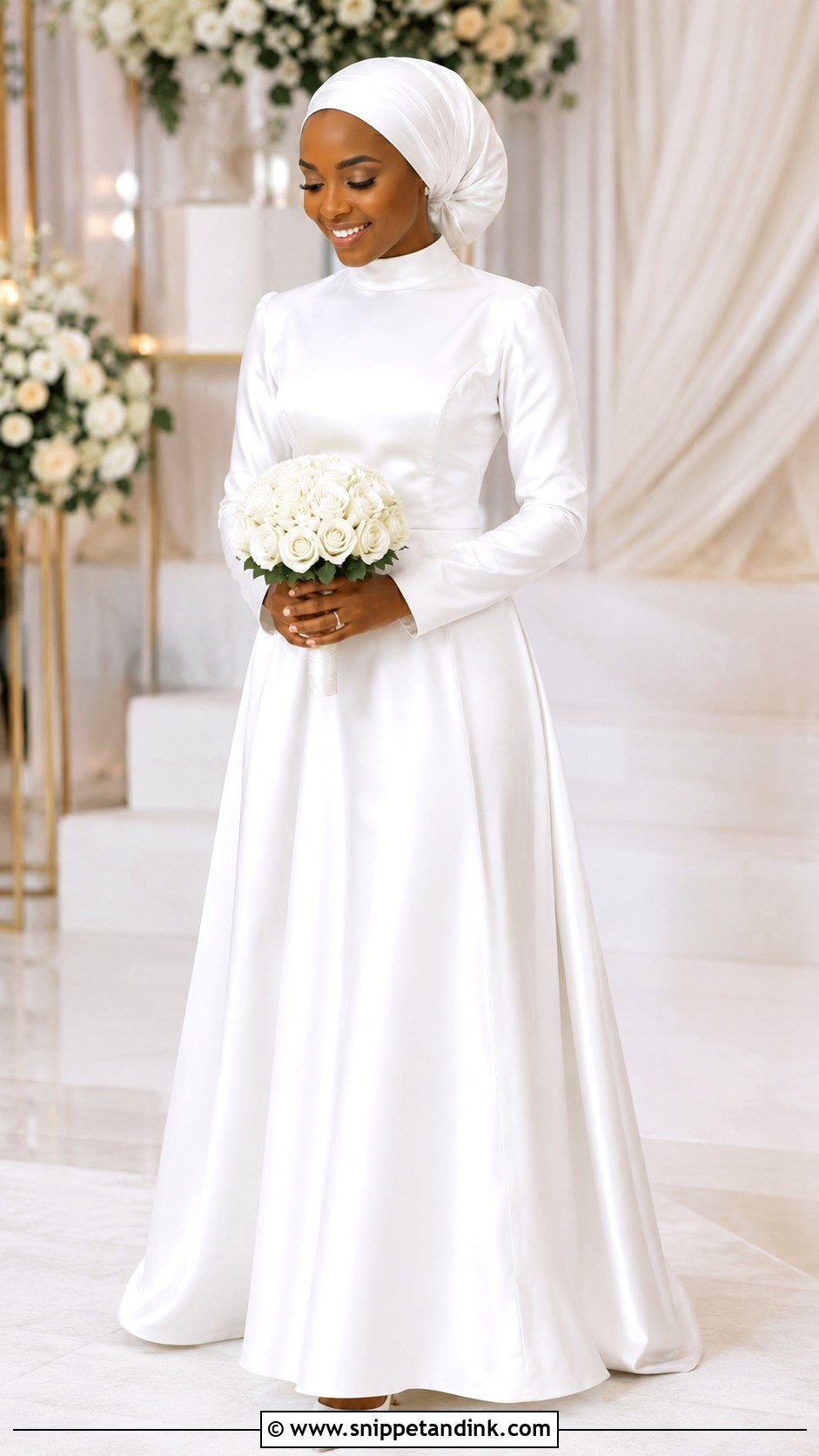 Long Sleeve Satin Deeper Life Wedding Gown - Snippet and Ink - 20 Deeper Life Wedding Gowns