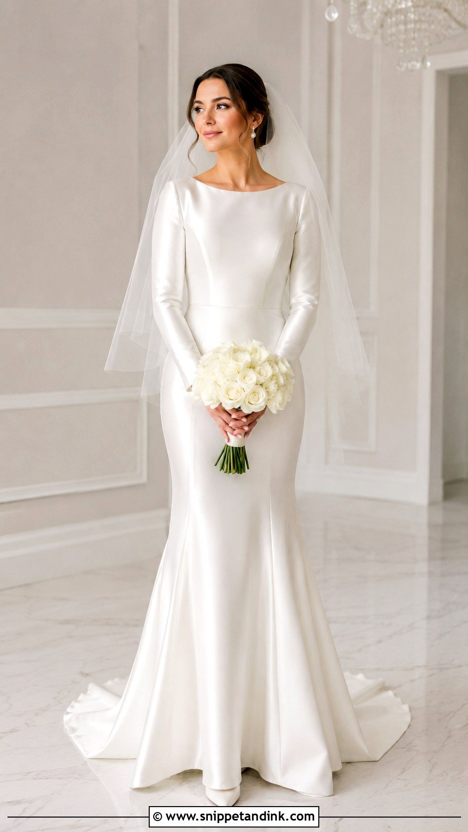 Long Sleeve Satin Fit And Flare Wedding Dress - Snippet and Ink - 25 Satin Fit and Flare Wedding Dress Ideas