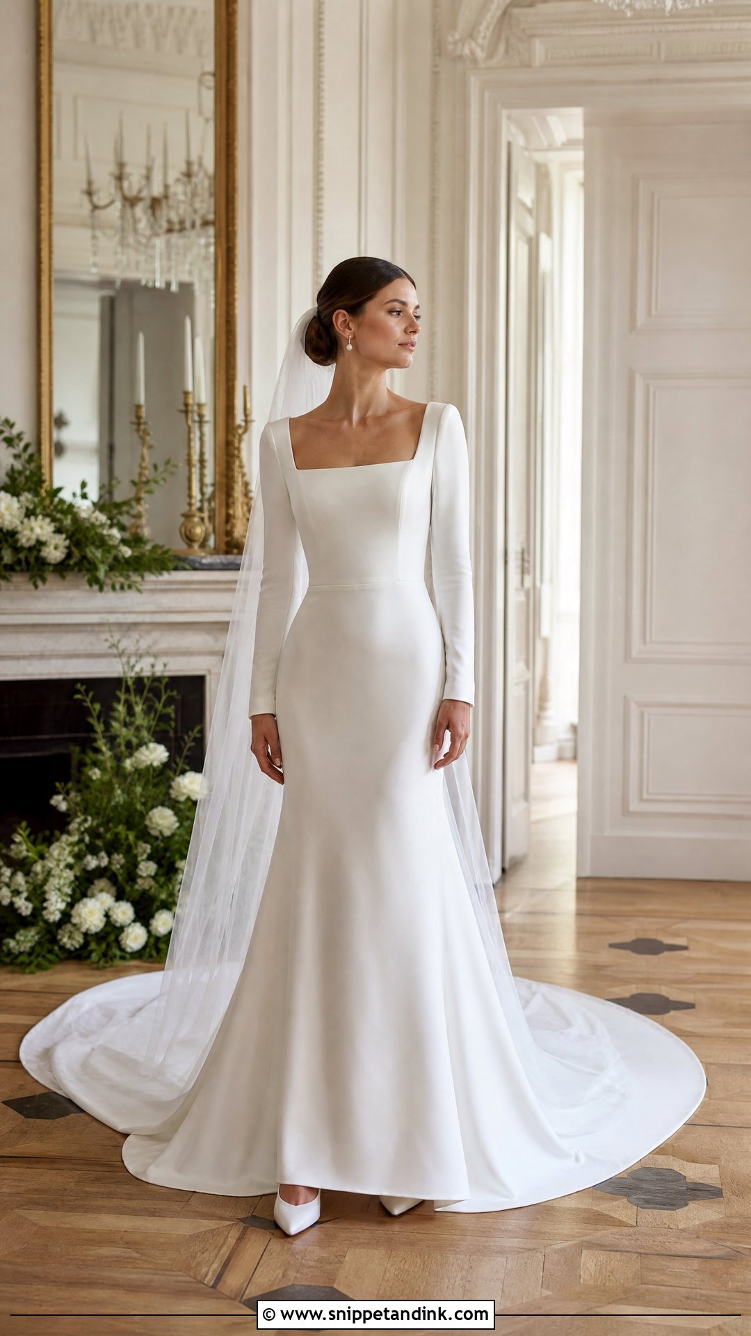 Long Sleeve Satin Fitted Wedding Dress - Snippet and Ink - 20 Satin Fitted Wedding Dress Ideas