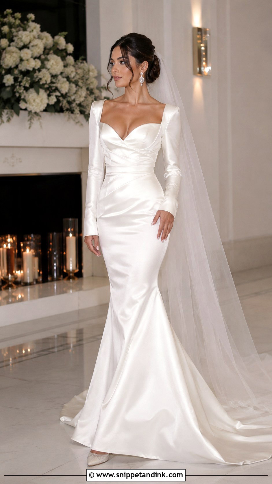 Long Sleeve Satin Mermaid Wedding Dress - Snippet and Ink - 25 Long Sleeve Satin Wedding Dress Ideas