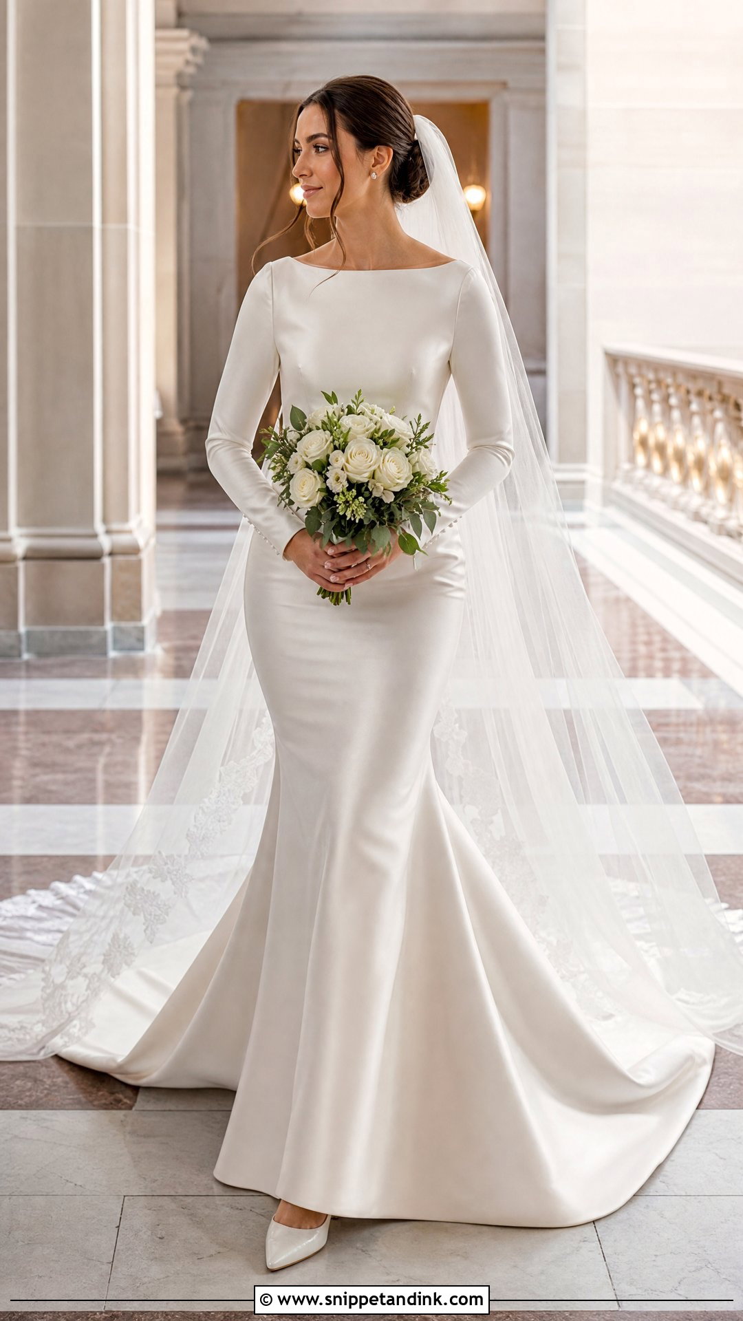 Long Sleeve Satin Mermaid Wedding Gown - Snippet and Ink - 20 Satin Wedding Gown Mermaid Ideas