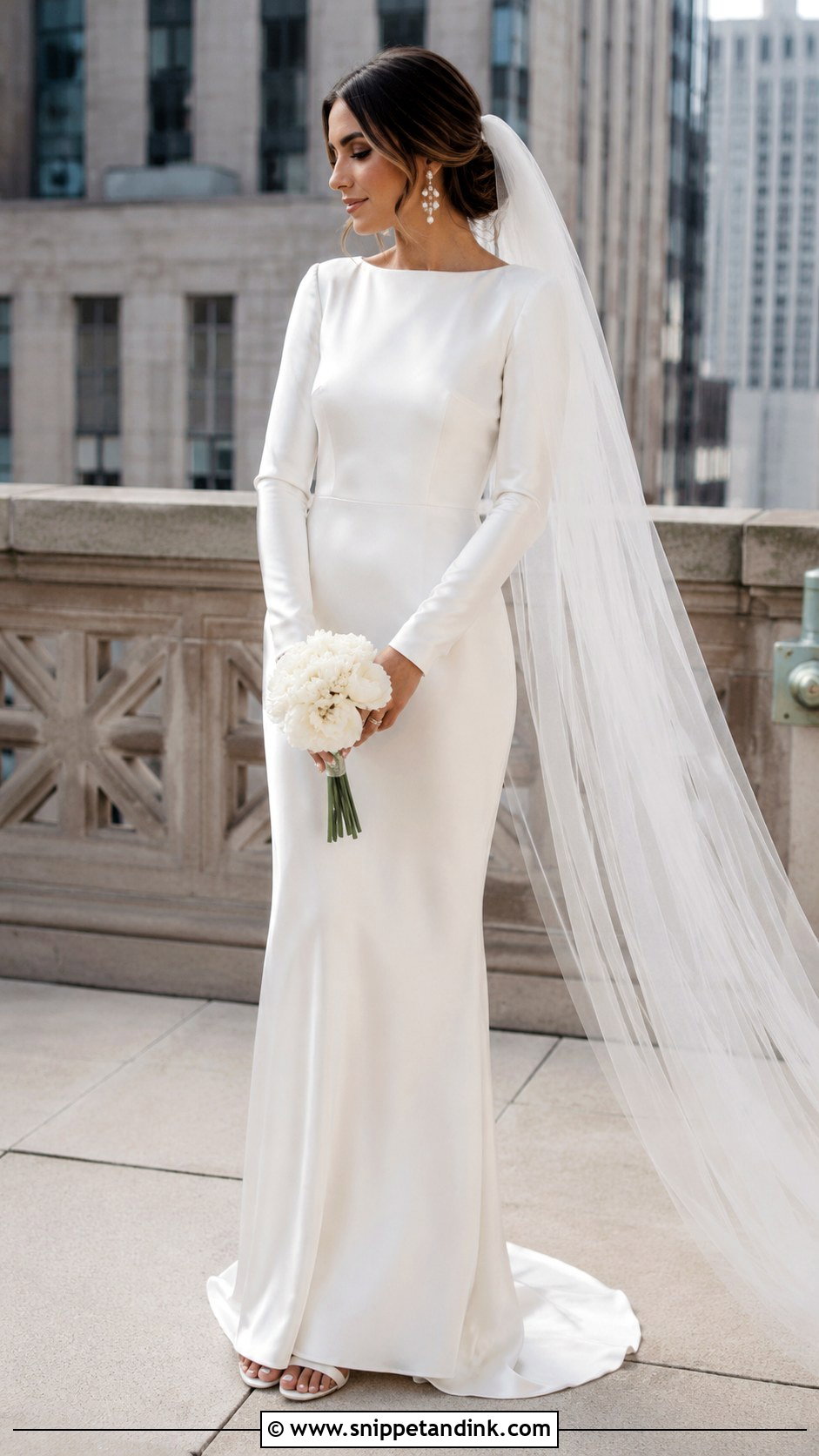 Long Sleeve Satin Sheath Wedding Dress - Snippet and Ink - 25 Long Sleeve Satin Wedding Dress Ideas