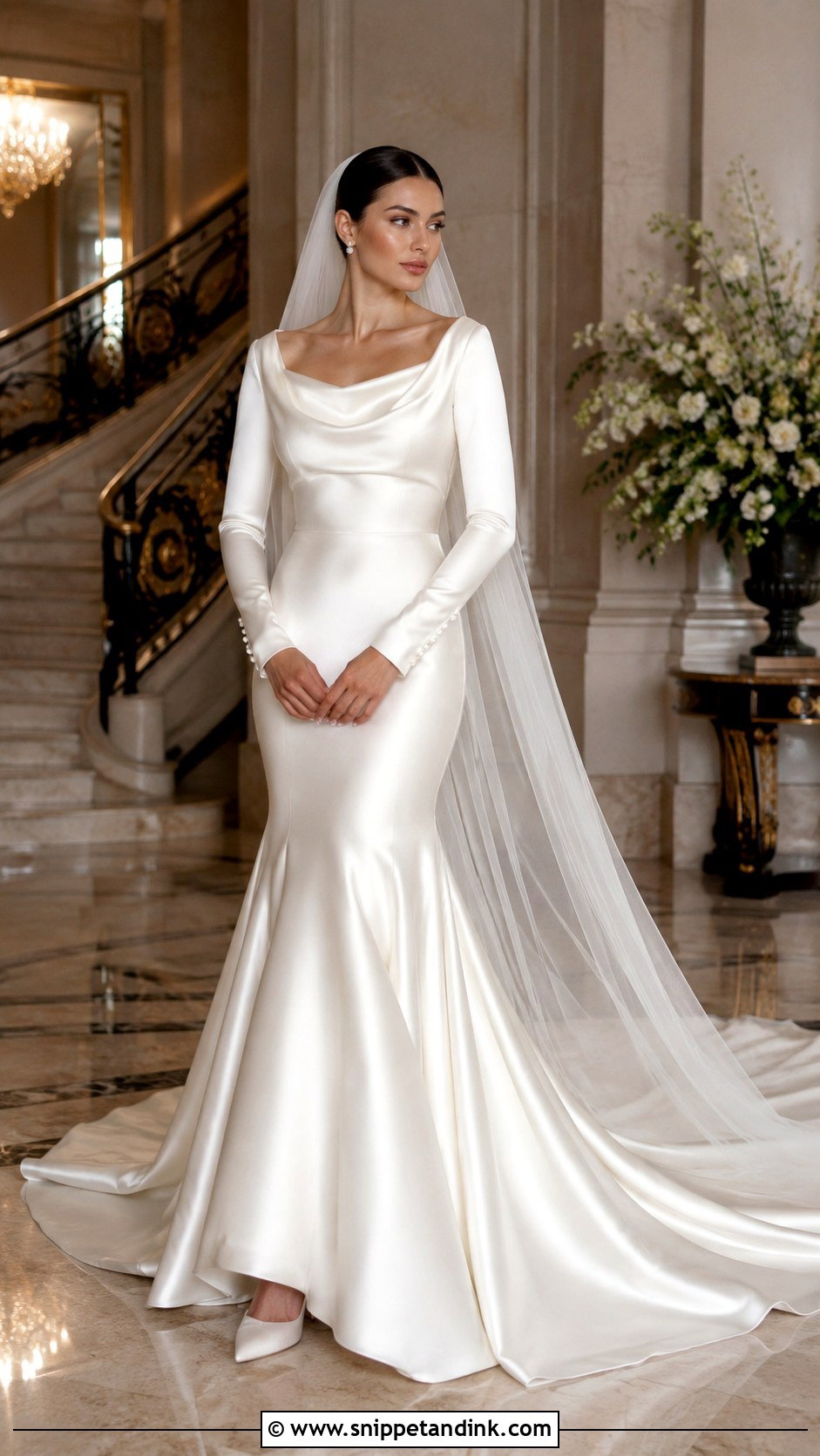 Long Sleeve Satin Trumpet Wedding Dress - Snippet and Ink - 20 Long Sleeve Fitted Wedding Dress Ideas