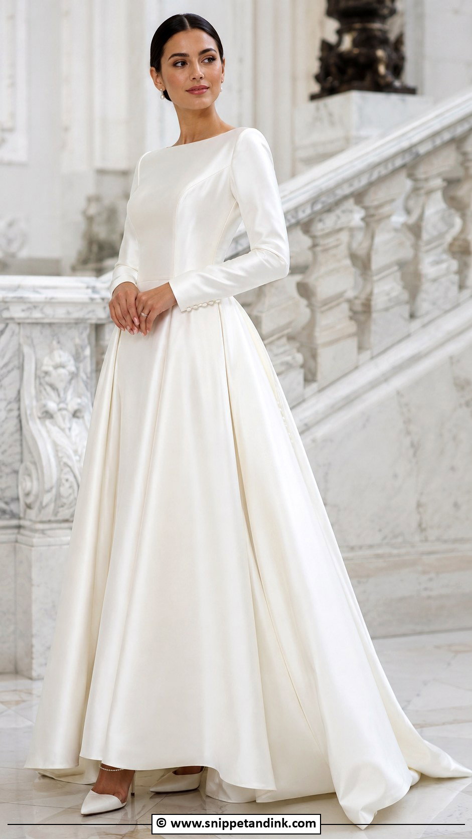 Long Sleeve Satin Wedding Dress - Snippet and Ink - 30 Wedding Dresses Long Sleeve