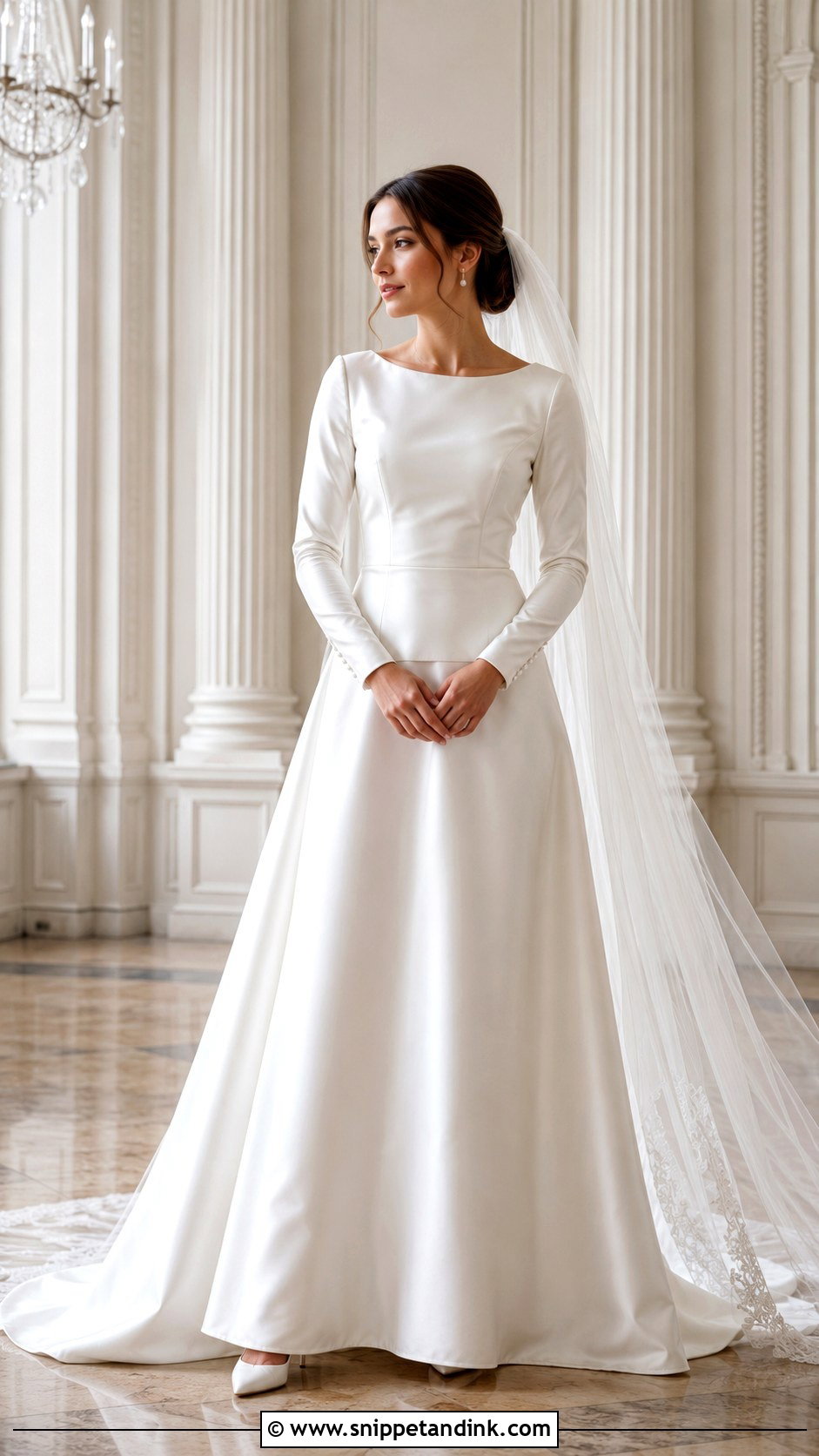 Long Sleeve Satin Wedding Dress - Snippet and Ink - 20 Vintage Satin Wedding Dress Ideas