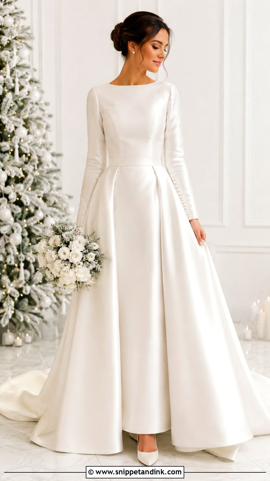 Long Sleeve Satin Wedding Dress - Snippet and Ink - 25 Classic Satin Wedding Dress Ideas
