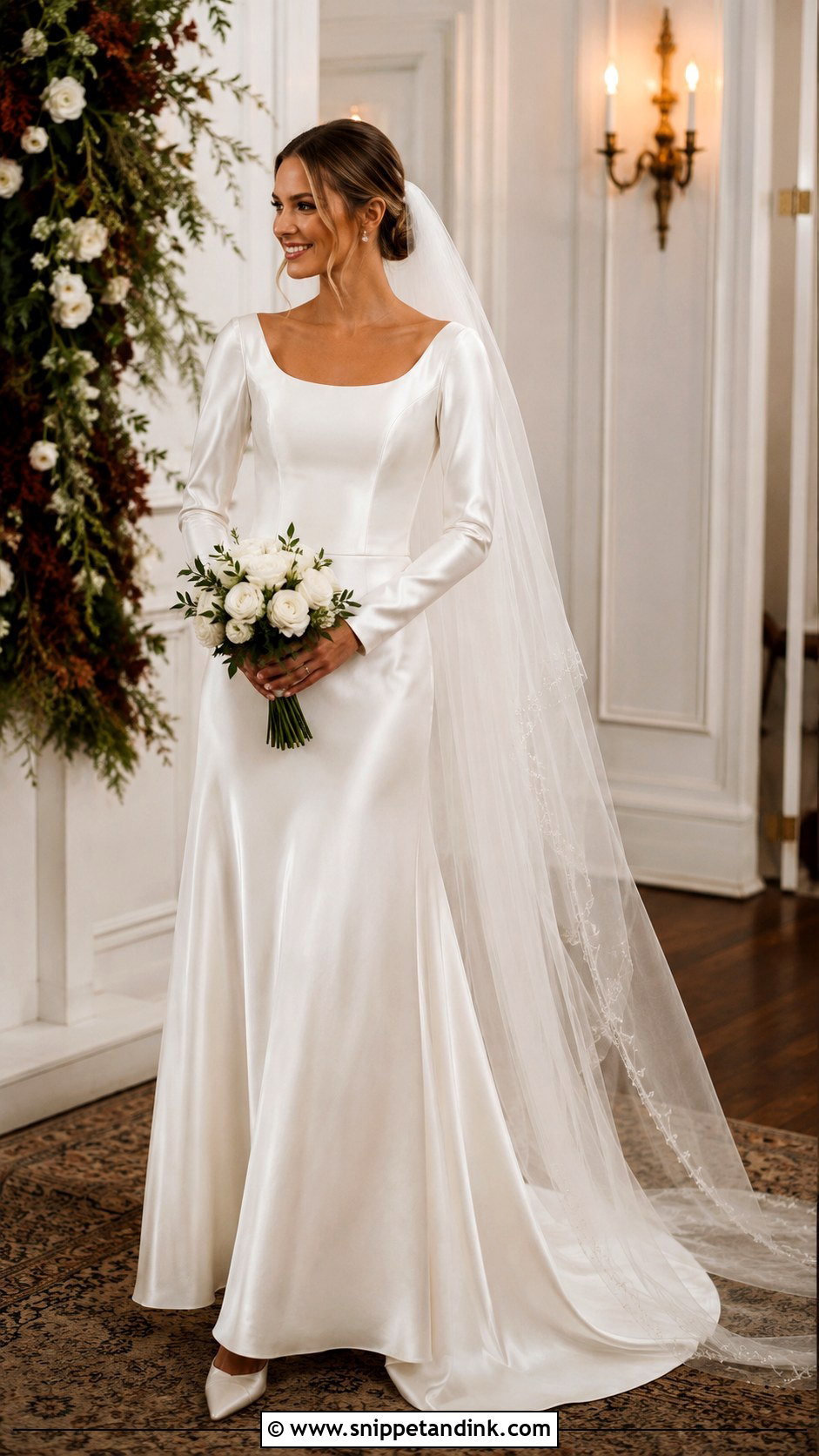 Long Sleeve Satin Wedding Dress - Snippet and Ink - 25 Fall Wedding Dresses Bride