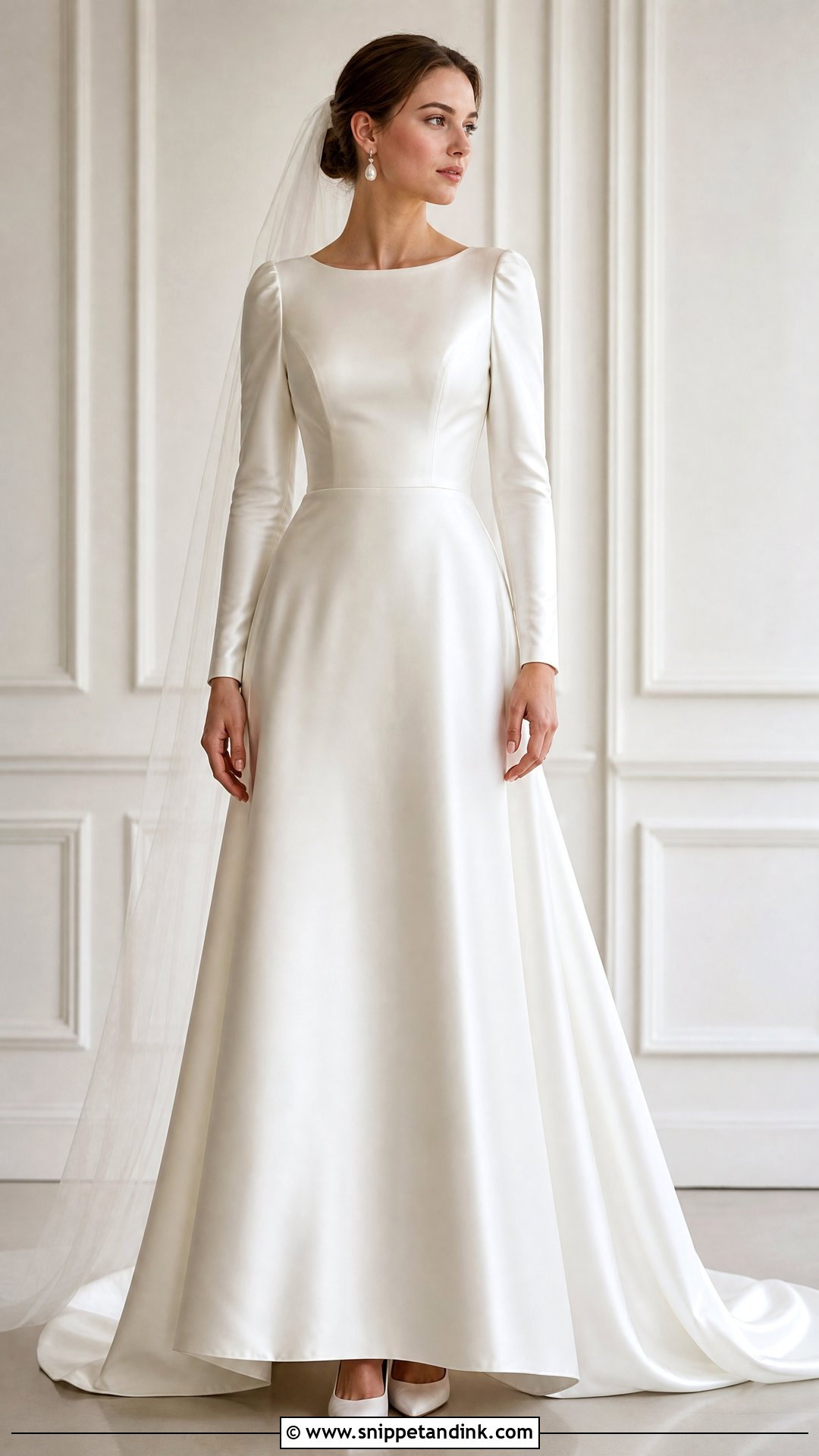 Long Sleeve Satin Wedding Dress - Snippet and Ink - 25 Regal Wedding Dress Ideas