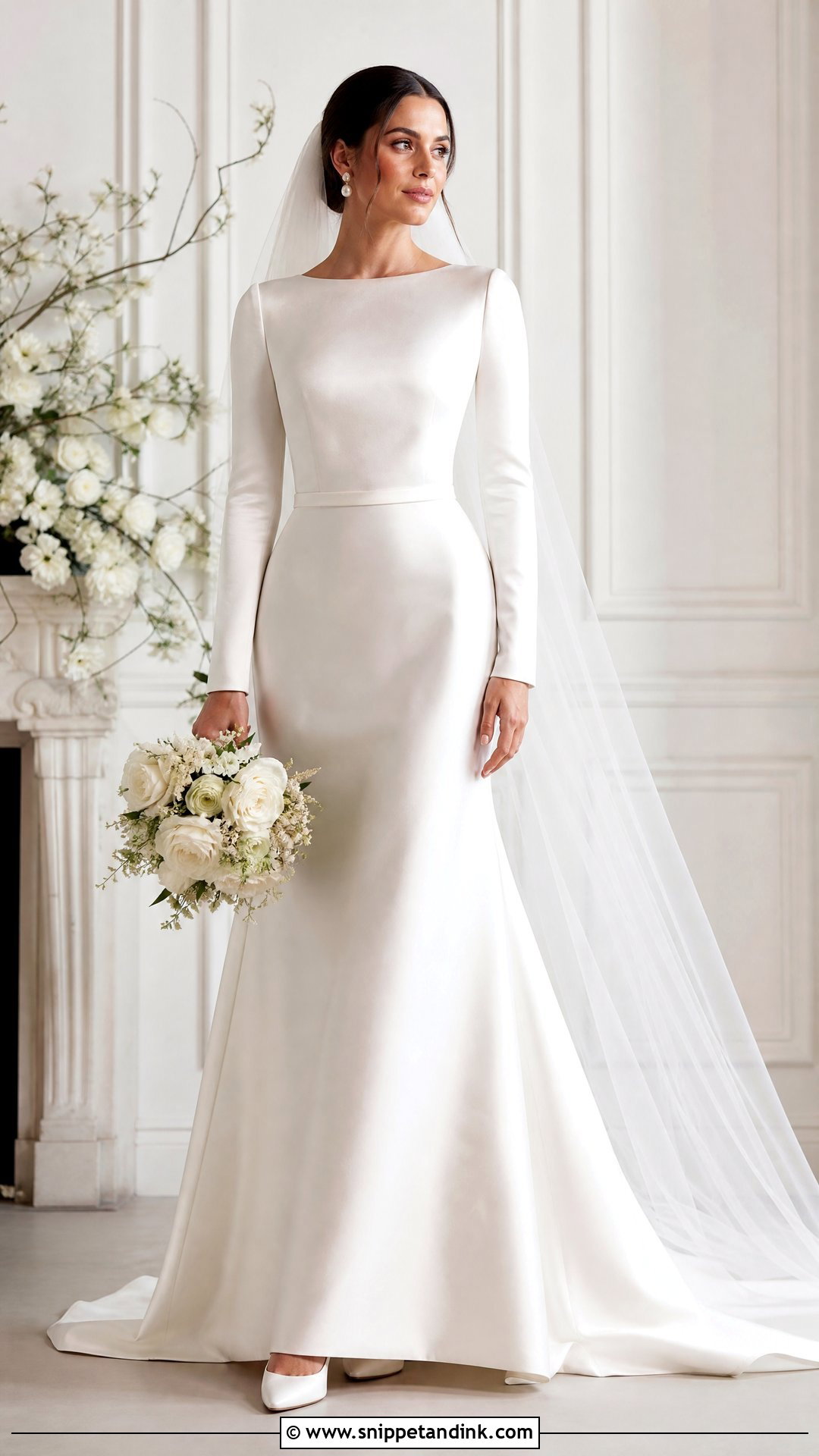Long Sleeve Satin Wedding Dress - Snippet and Ink - 25 Satin Bridal Gowns