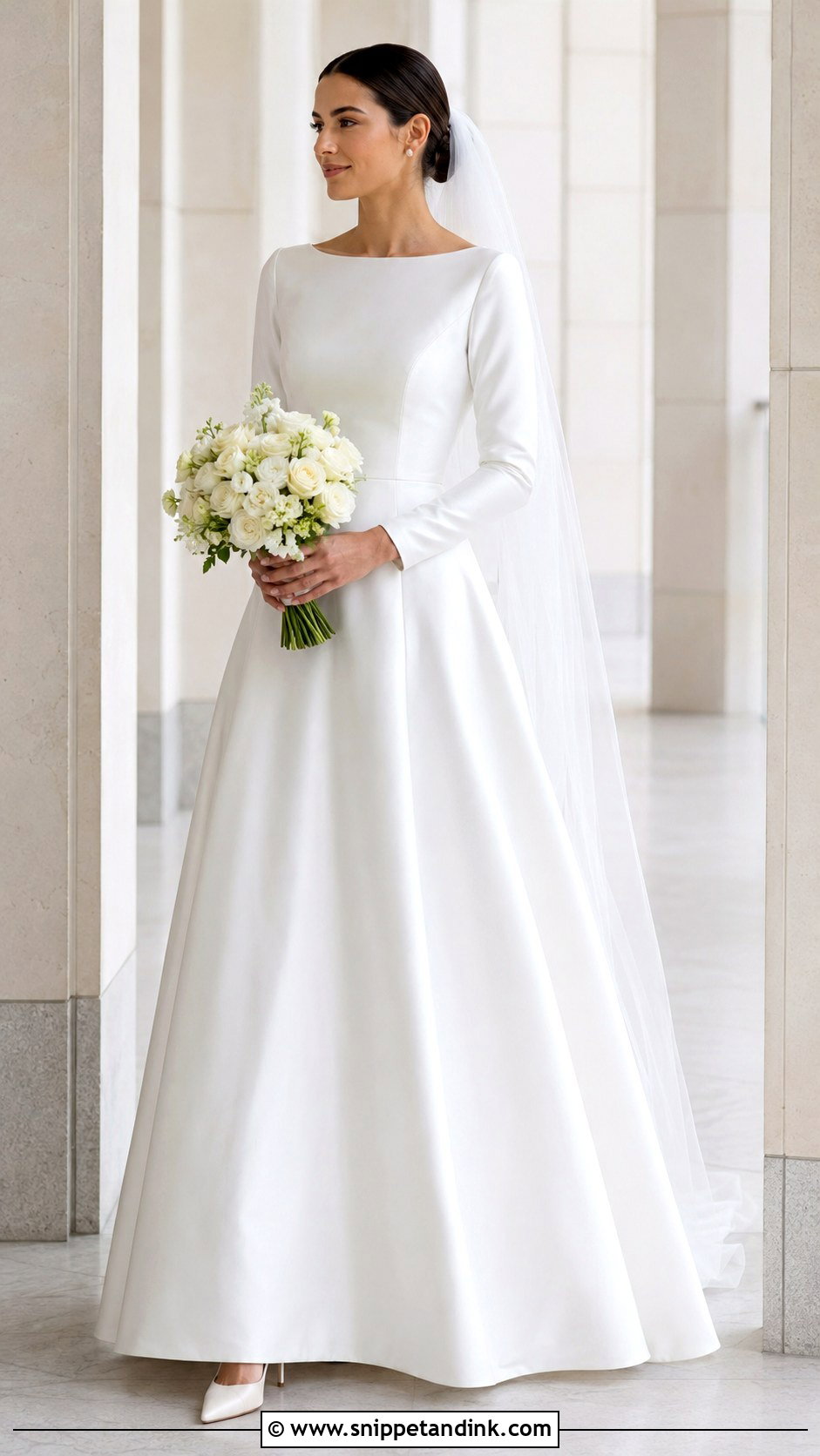 Long Sleeve Satin Wedding Dress - Snippet and Ink - 20 Best Wedding Dresses Long Sleeves