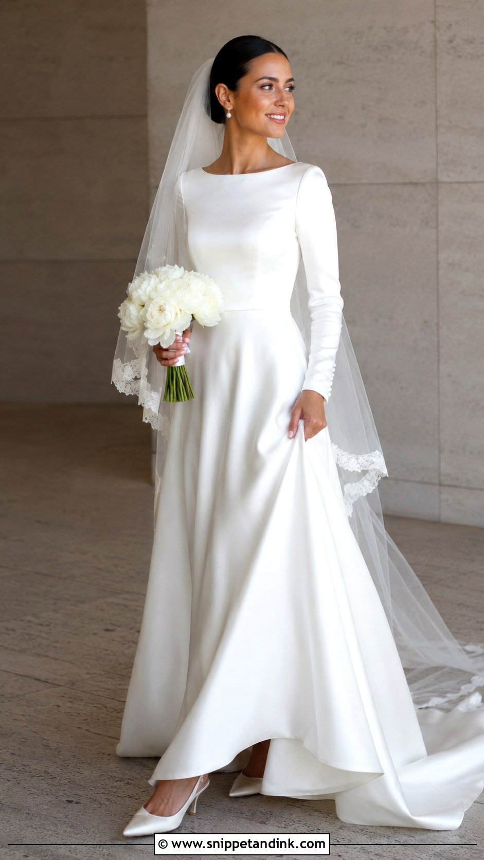 Long Sleeve Satin Wedding Dress - Snippet and Ink - 20 Classy Satin Wedding Dress Ideas