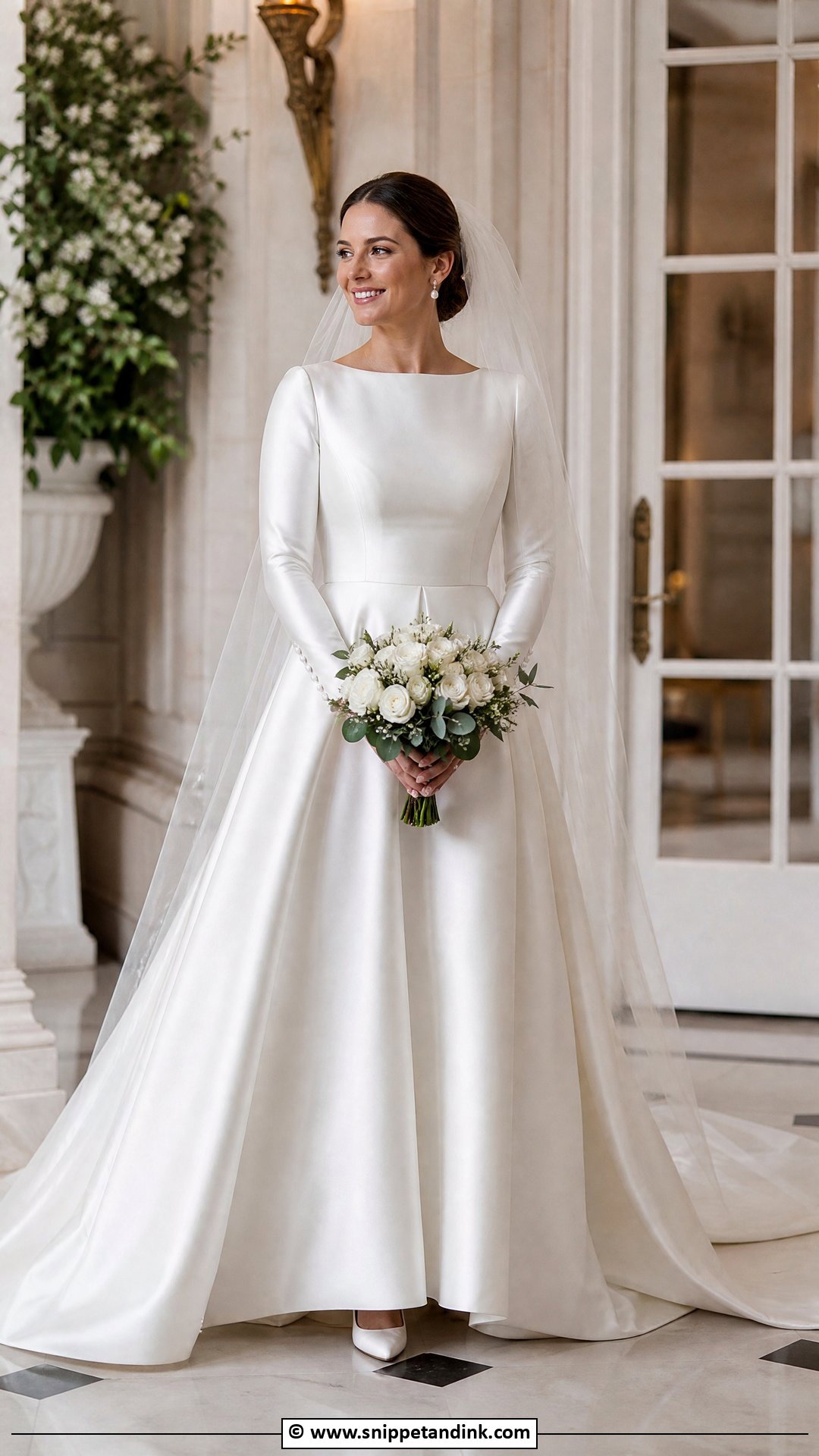 Long Sleeve Satin Wedding Dress - Snippet and Ink - 35 Classy Wedding Dress Ideas