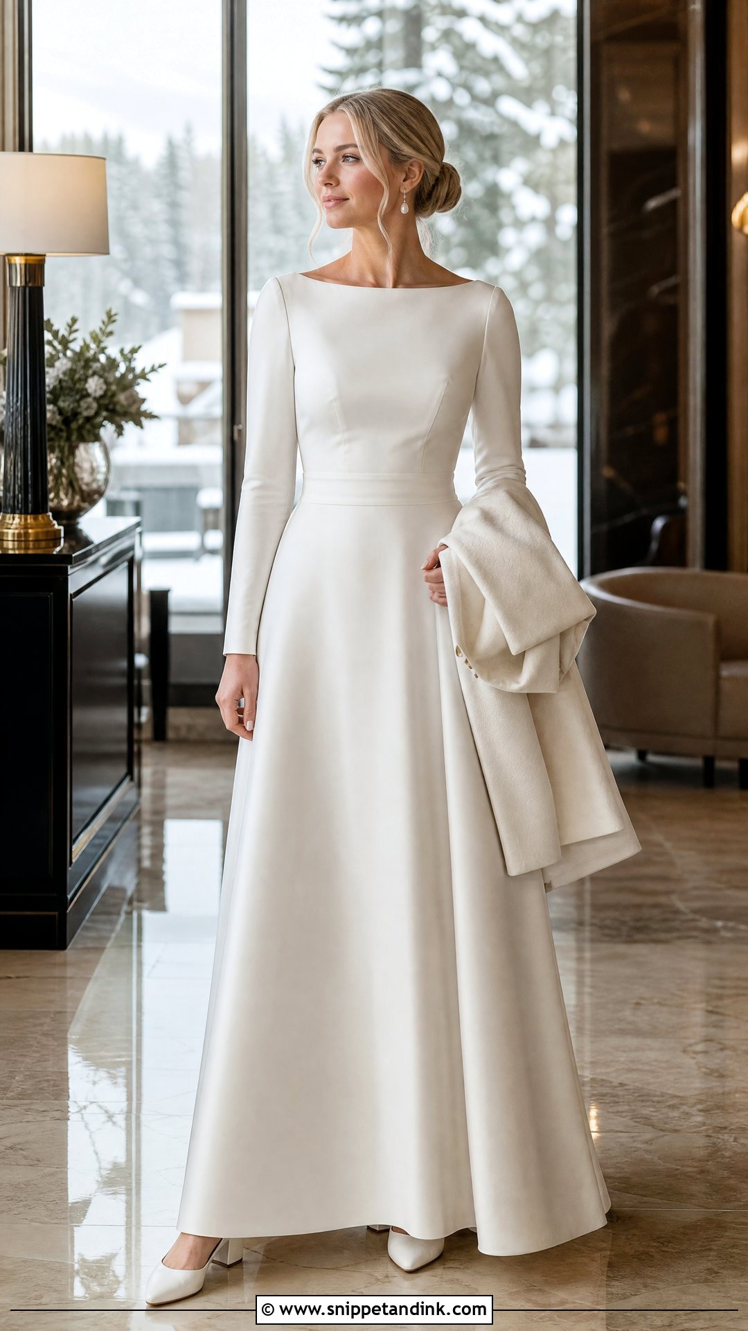 Long Sleeve Satin Wedding Dress - Snippet and Ink - 20 Scandinavian Wedding Dress Ideas