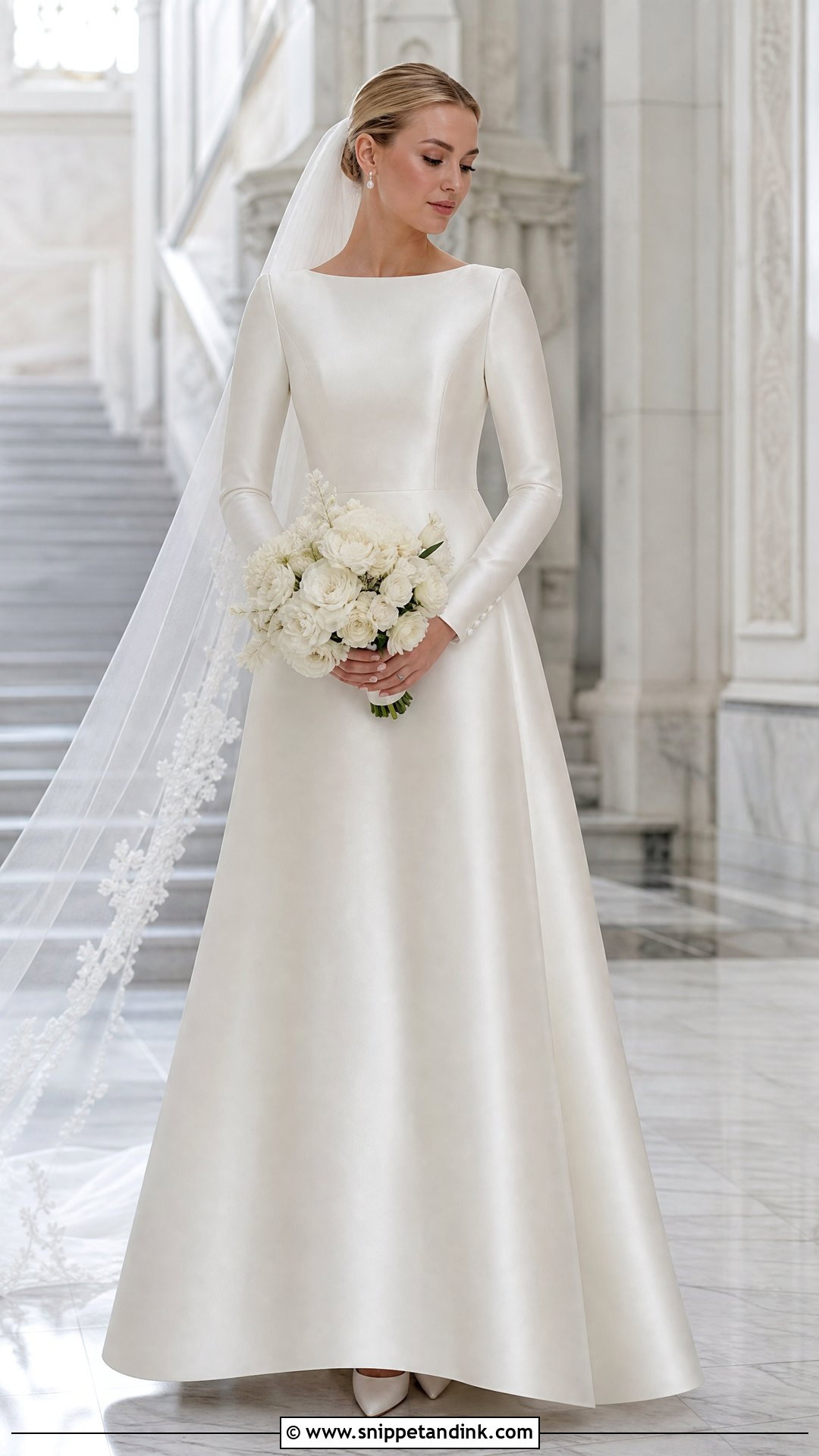 Long Sleeve Satin Wedding Dress - Snippet and Ink - 20 Sewing Wedding Dress Ideas