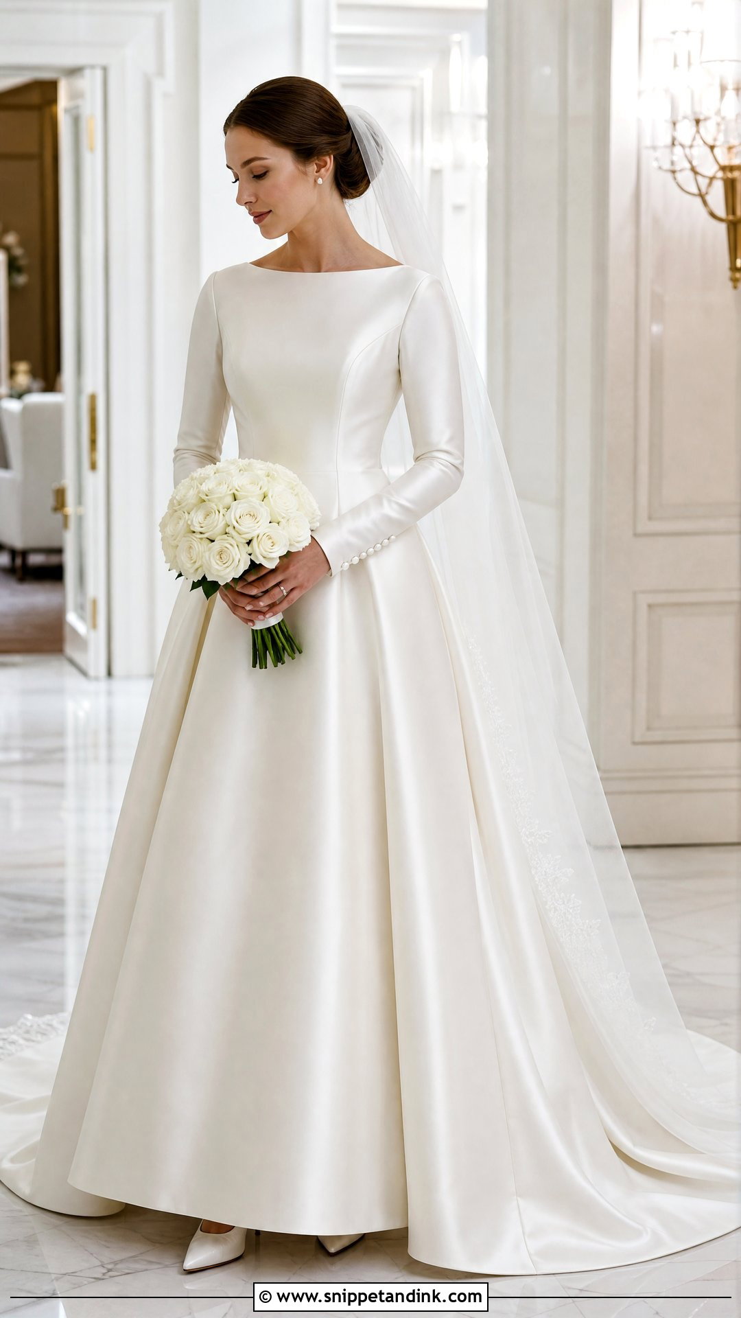 Long Sleeve Satin Wedding Dress - Snippet and Ink - 20 Silky Satin Wedding Dress Ideas